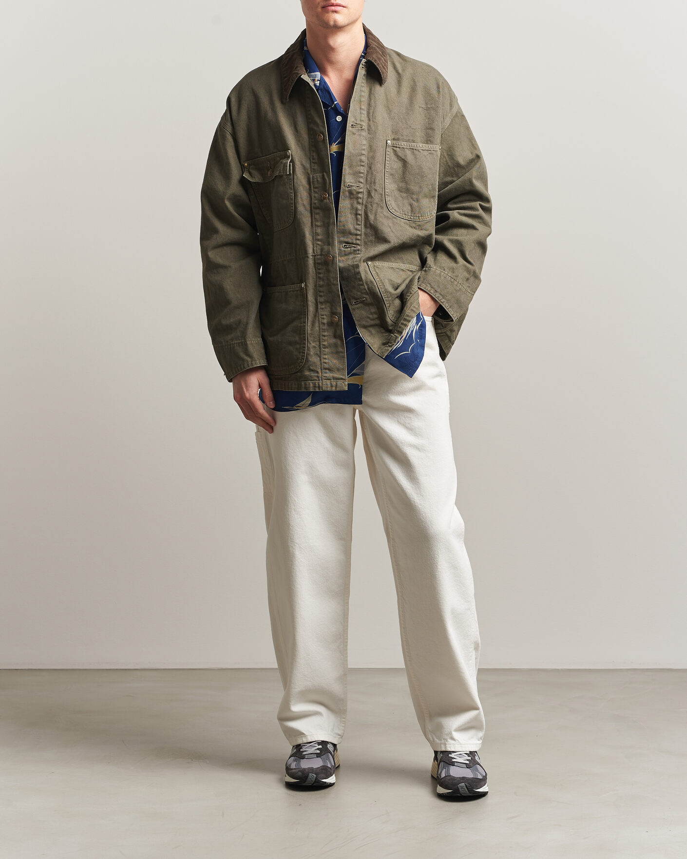 Men | Coats & Jackets | orSlow | Oxford Coverall Chore Jacket Army Green