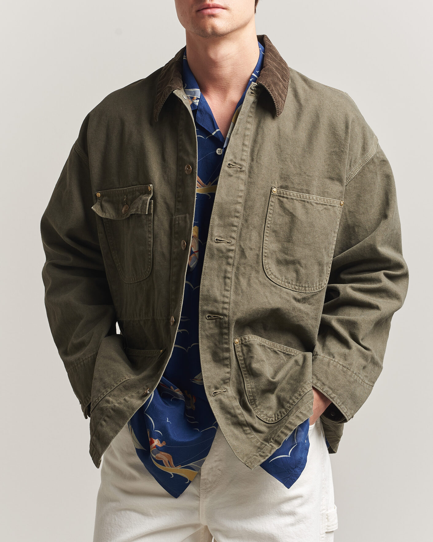 orSlow Oxford Coverall Chore Jacket Army Green at CareOfCarl.com