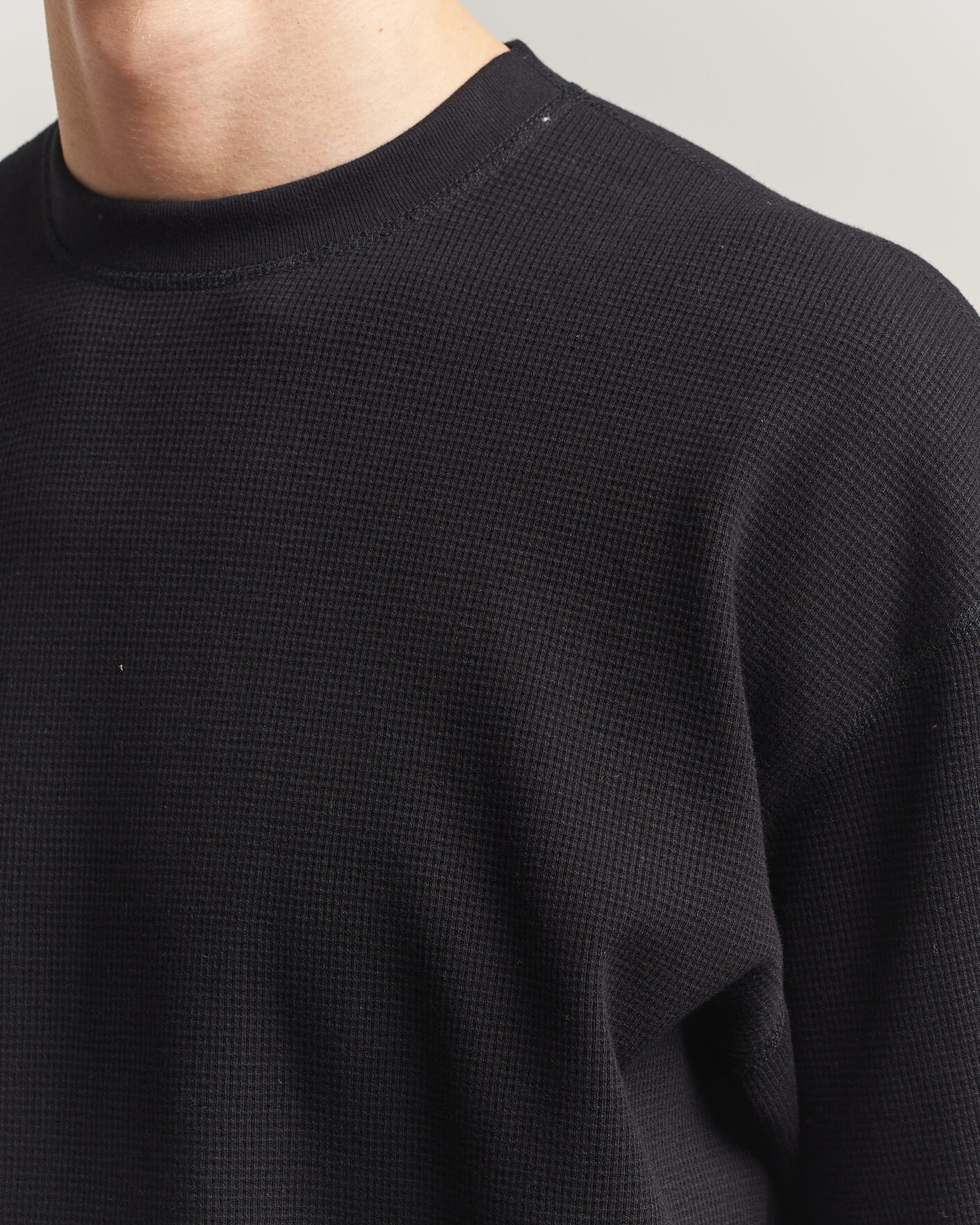 Men | T-Shirts | orSlow | Waffle Cotton T-Shirt Black