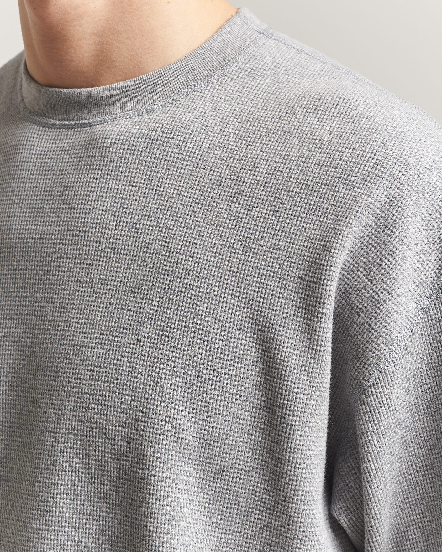 Men | T-Shirts | orSlow | Waffle Cotton T-Shirt Heather Gray