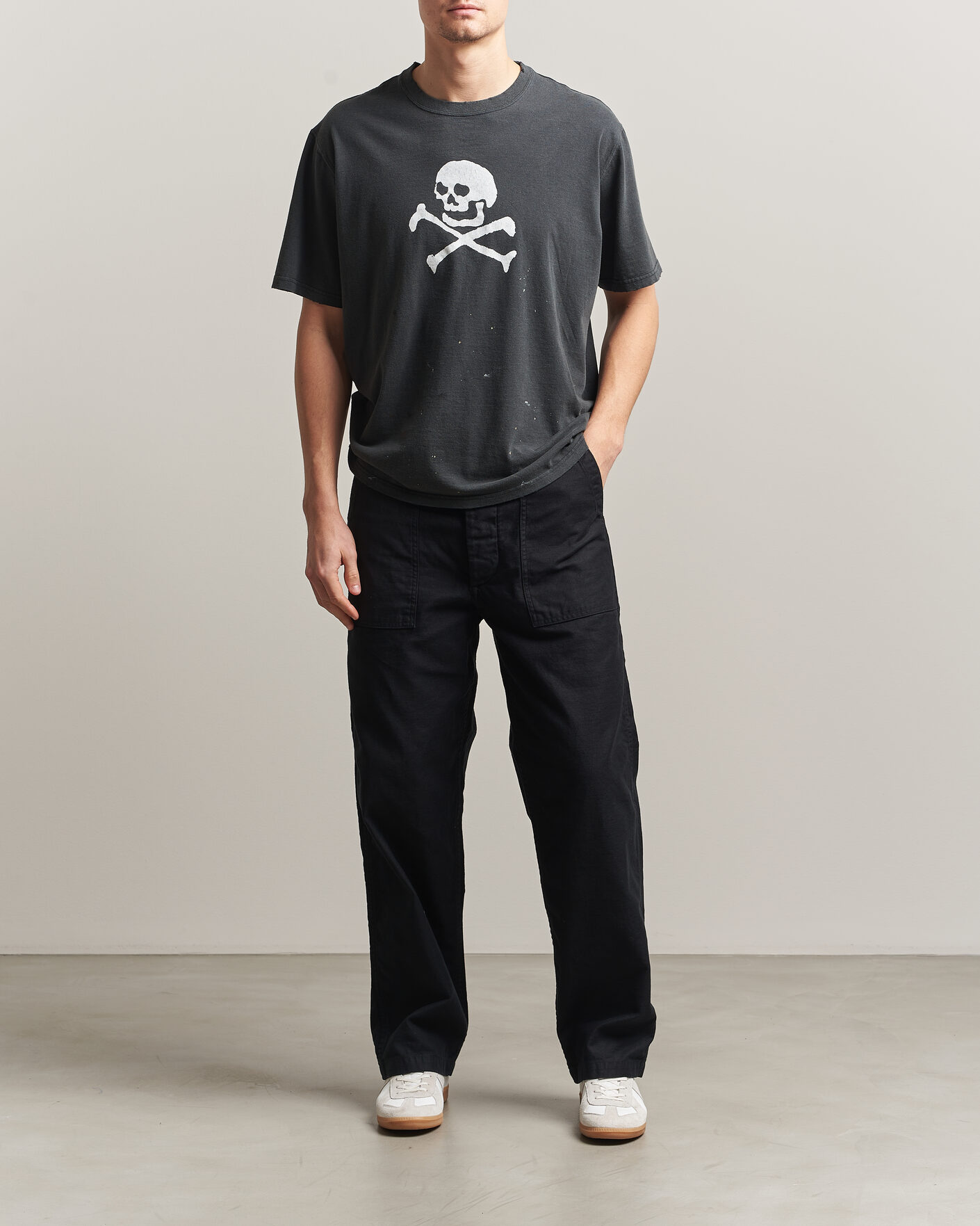 Men | T-Shirts | orSlow | Vintage Skull Print T-Shirt Black
