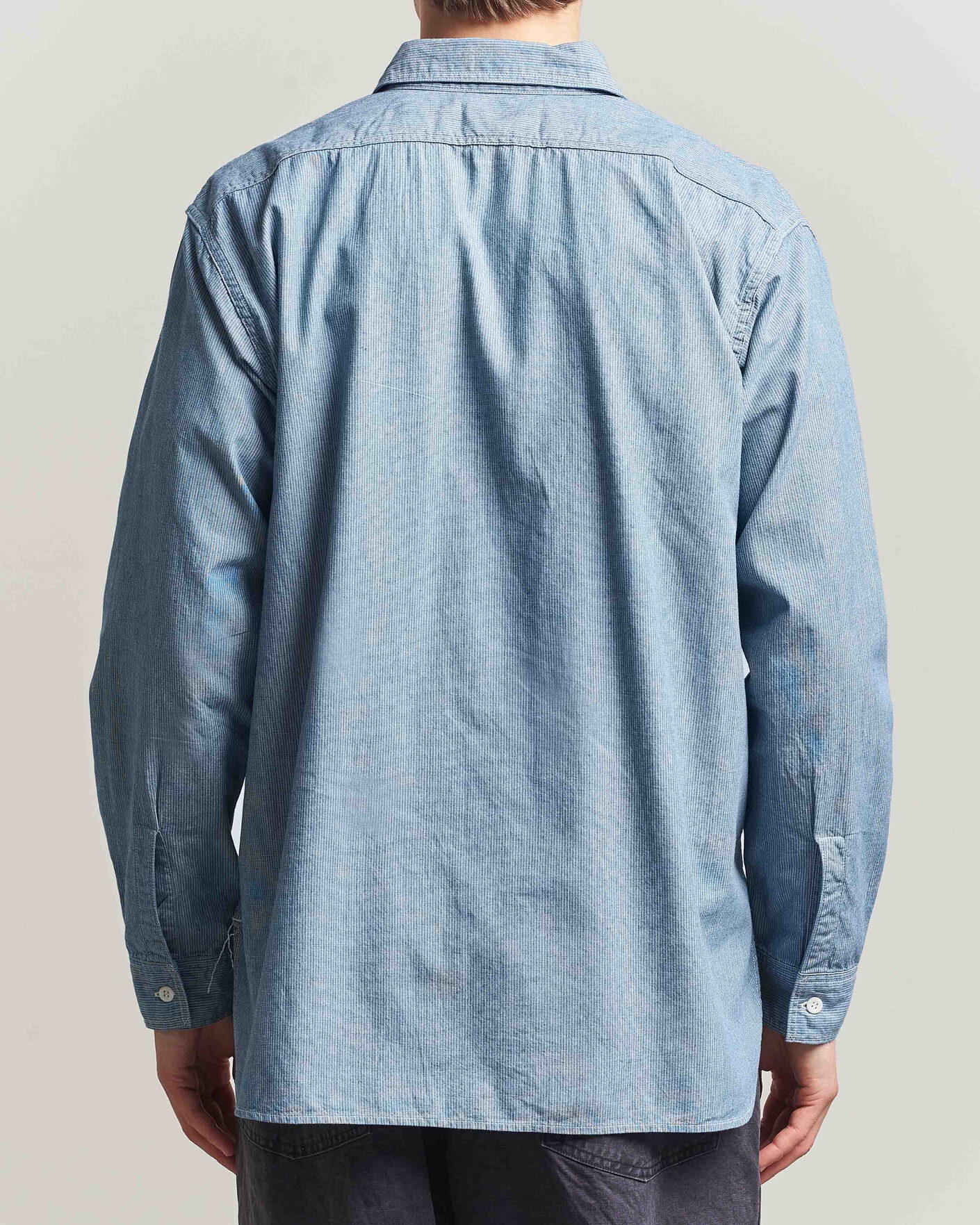 Men | Shirts | orSlow | Relax Fit Chambray Work Shirt Hickory Stirpe