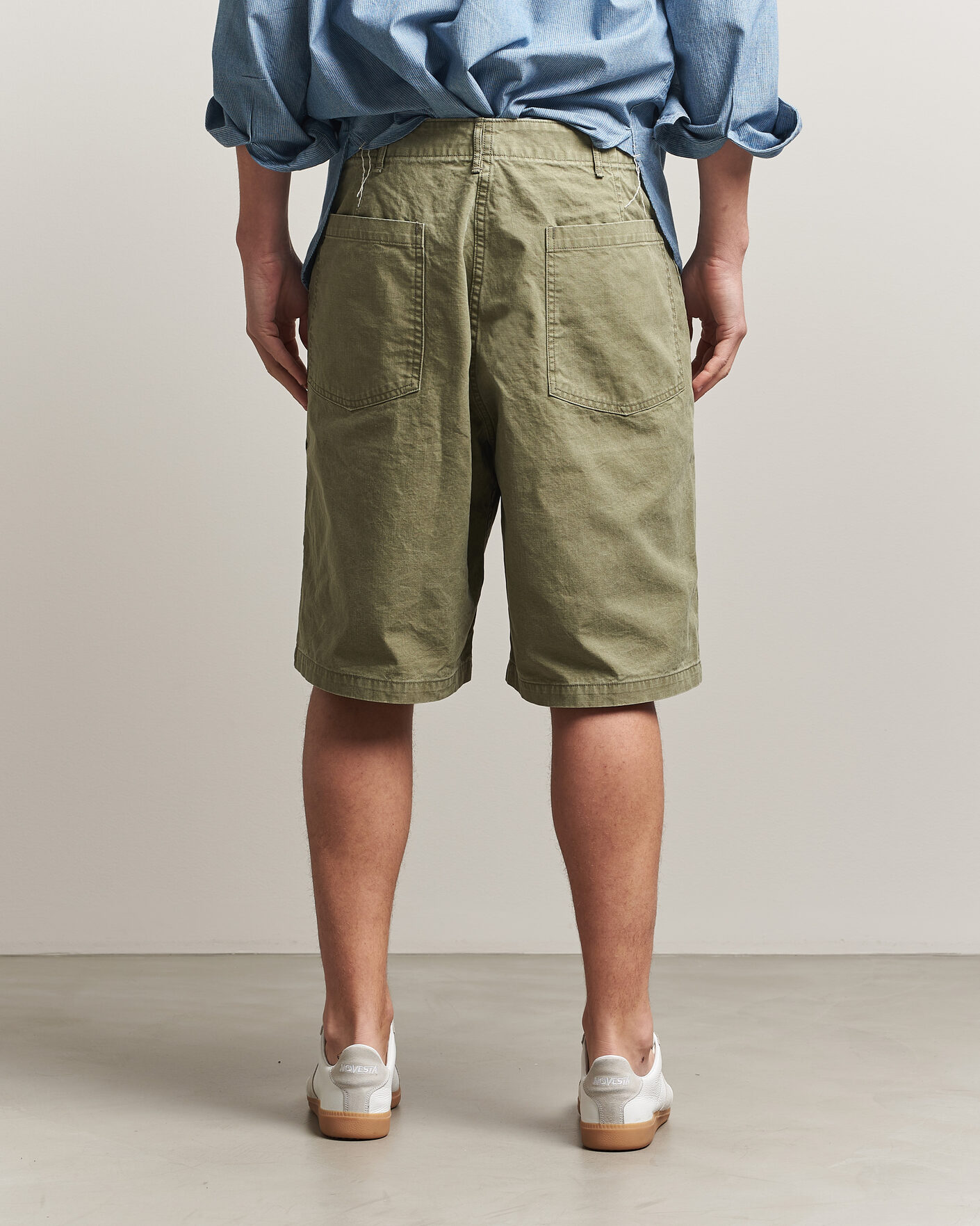 Men | Shorts | orSlow | Summer Fatigue Shorts Washed Army Green
