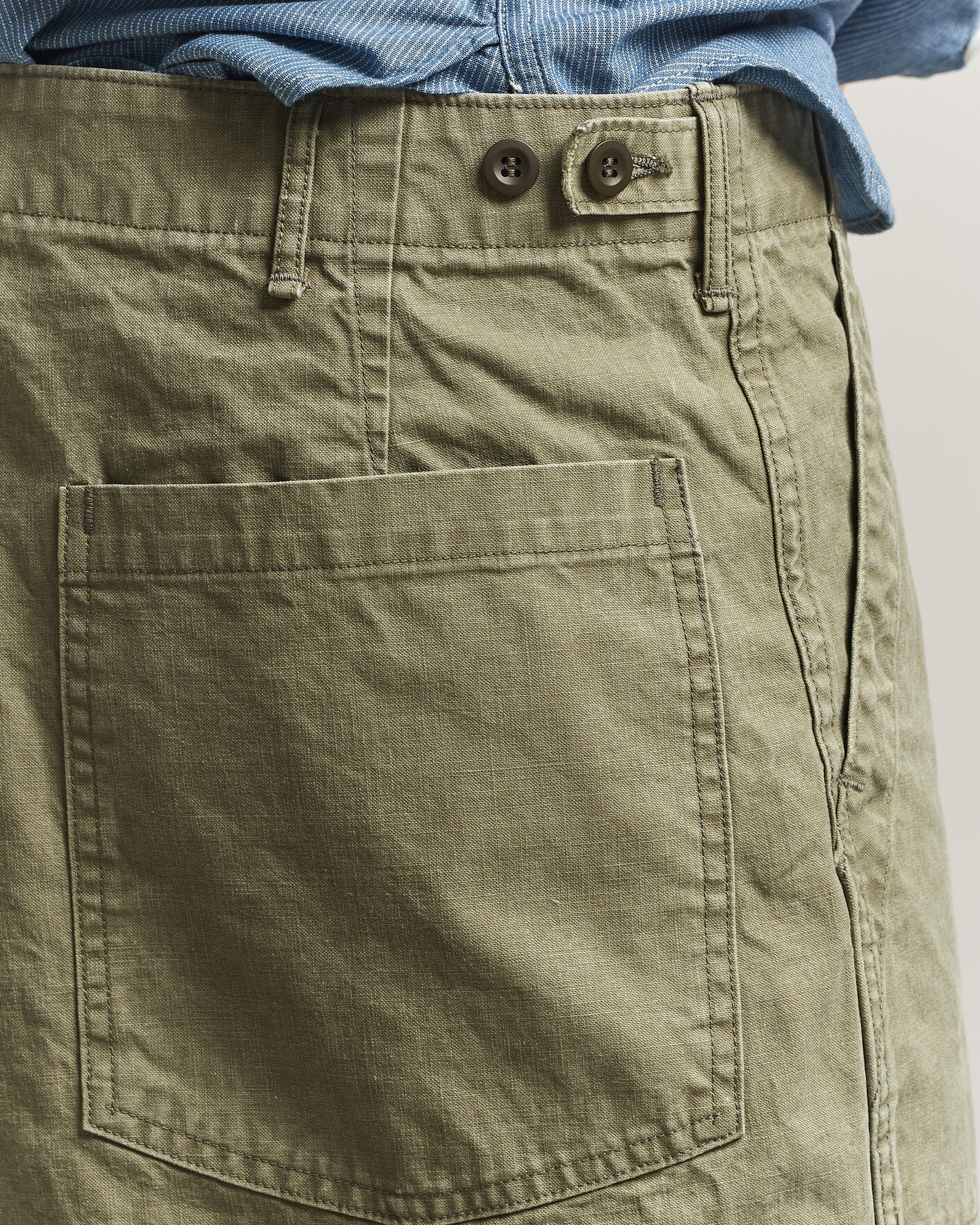 Men | Shorts | orSlow | Summer Fatigue Shorts Washed Army Green