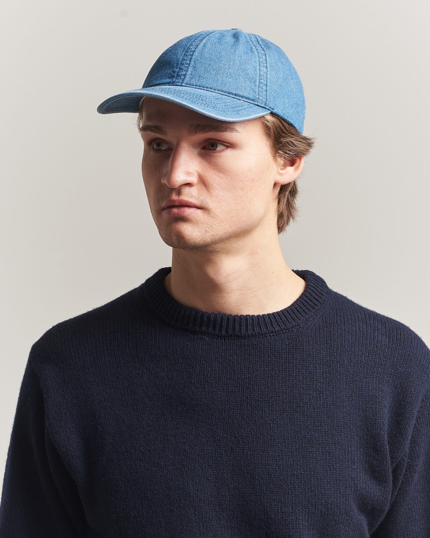 Men | Hats & Caps | Varsity Headwear | Washed Denim Baseball Cap Indigo