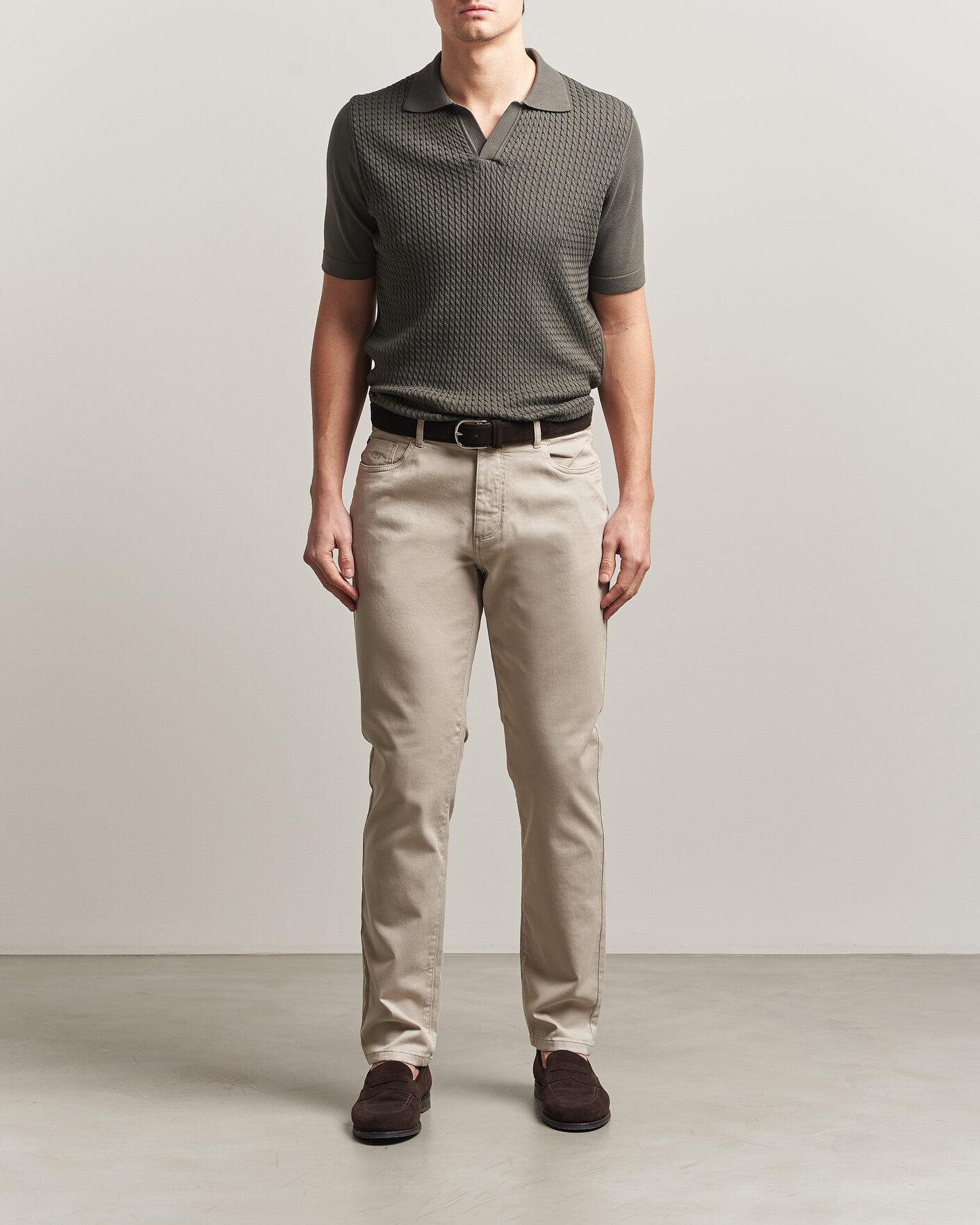 Men | Trousers | Oscar Jacobson | Slim Fit 5-Pocket Chino  Beige