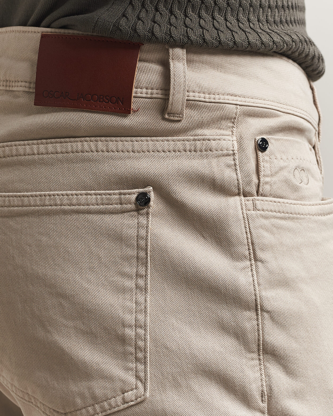 Men | Trousers | Oscar Jacobson | Slim Fit 5-Pocket Chino  Beige