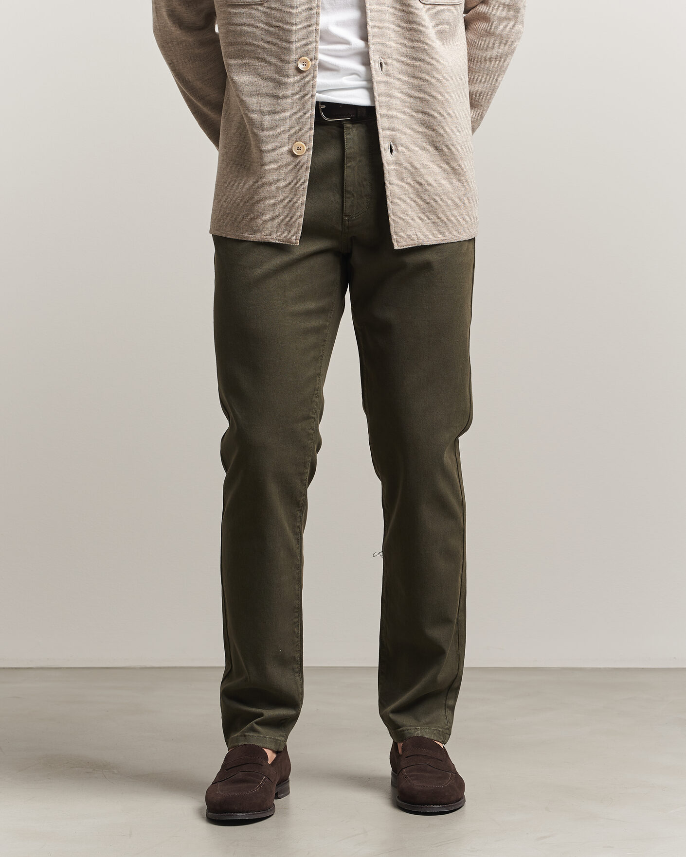 Men | Trousers | Oscar Jacobson | Slim Fit 5-Pocket Chino Olive