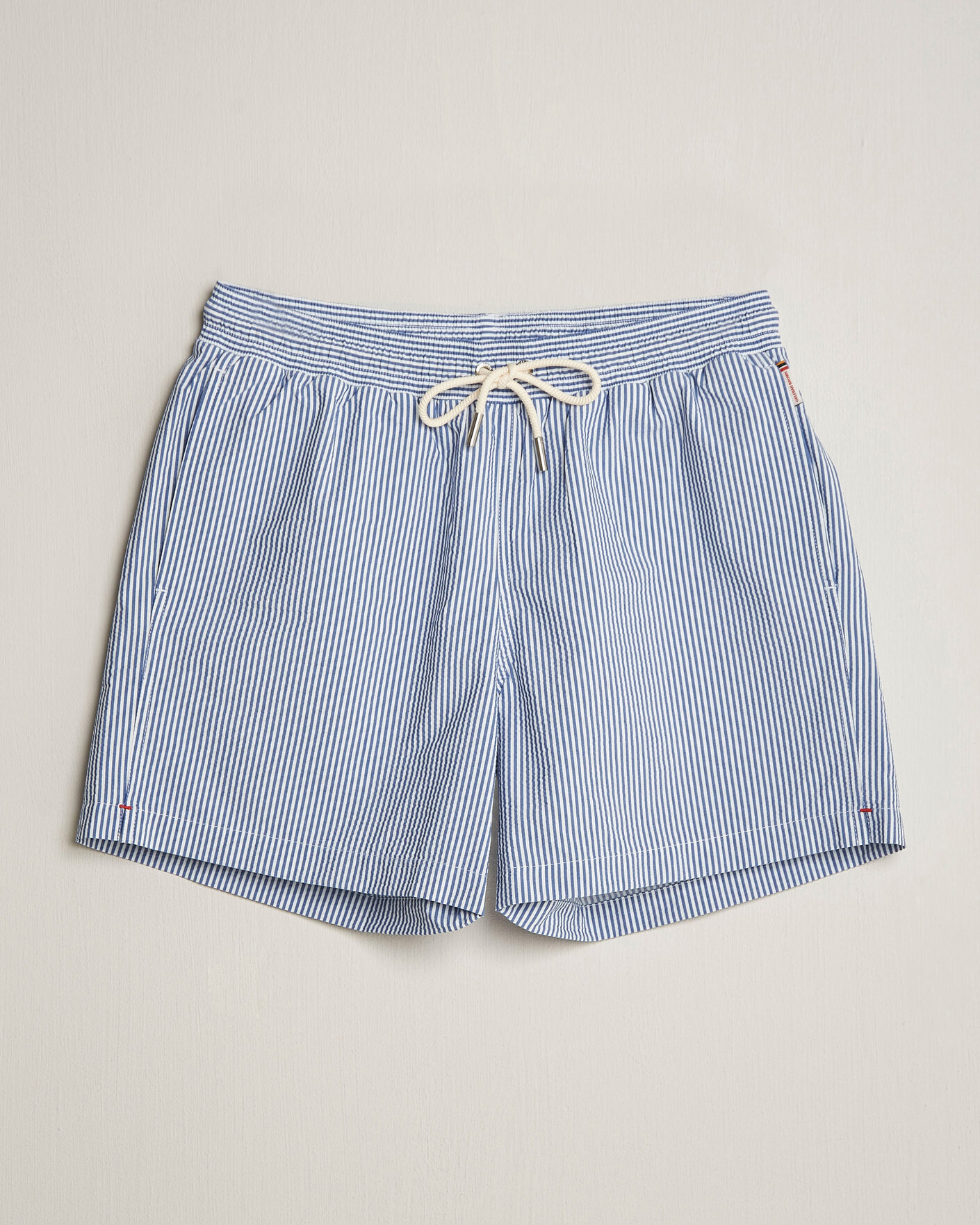 Men | Swimwear | Orlebar Brown | Boxer Seersucker Drawstring Swim Shorts Nova Blue