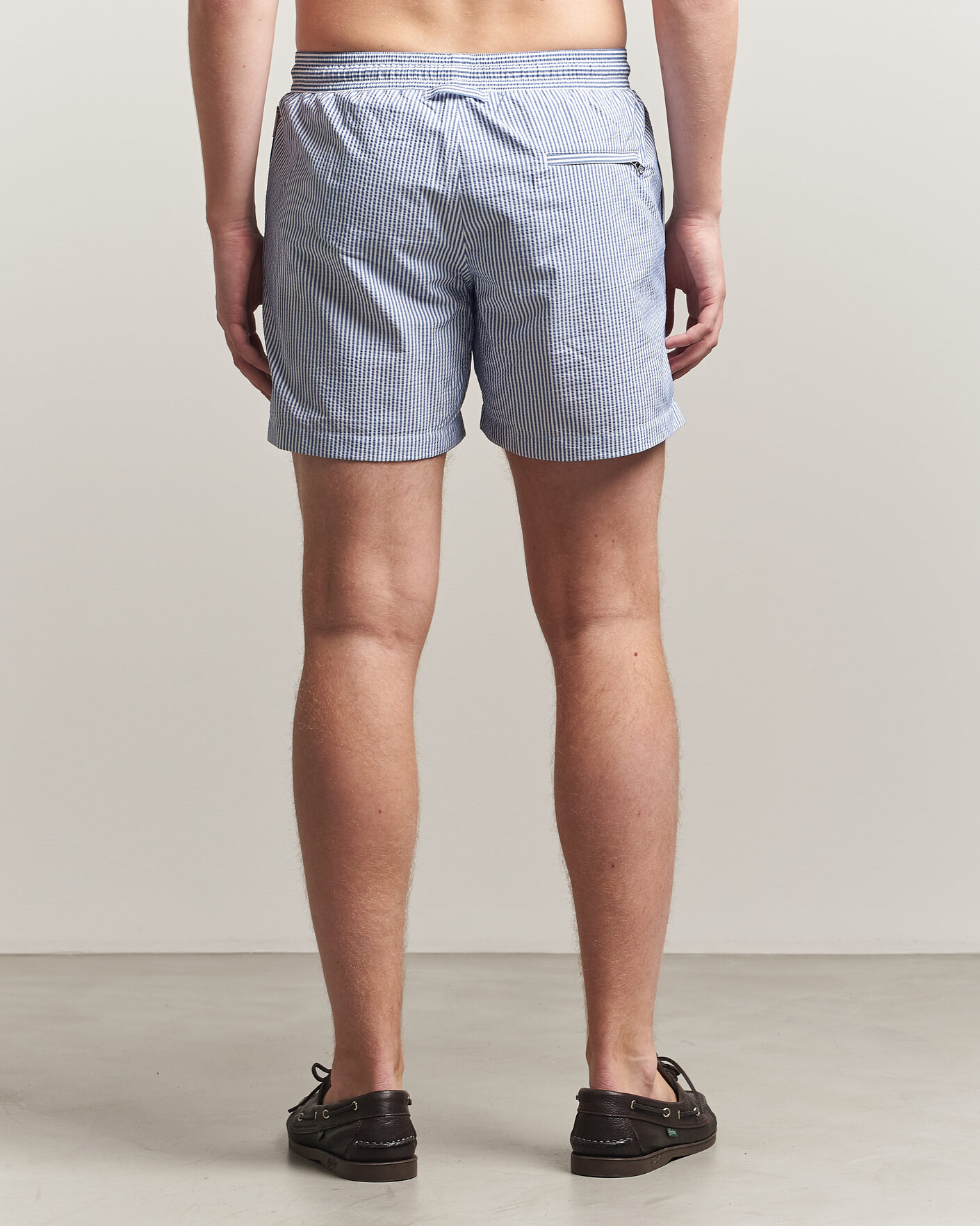 Men | Swimwear | Orlebar Brown | Boxer Seersucker Drawstring Swim Shorts Nova Blue
