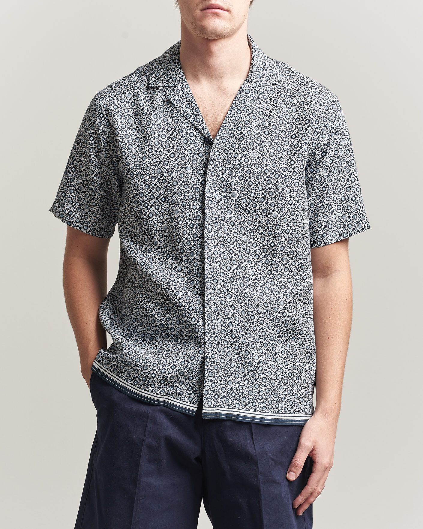 Men | Shirts | Orlebar Brown | Maitan Lyocel Petola Shirts Night Iris