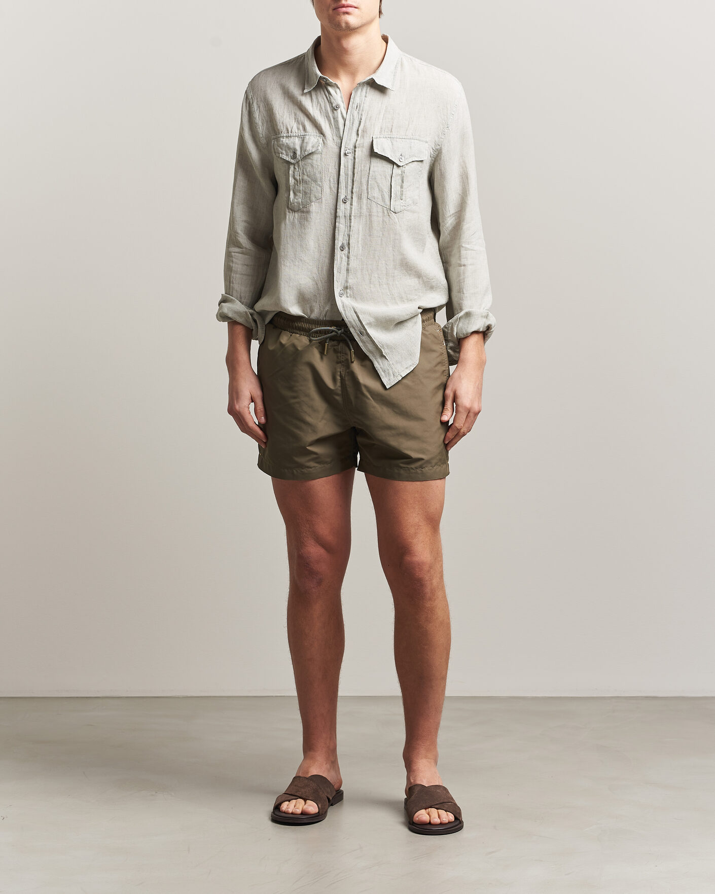 Men | Shirts | Orlebar Brown | Coleburn Linen Shirt Cliff Grey