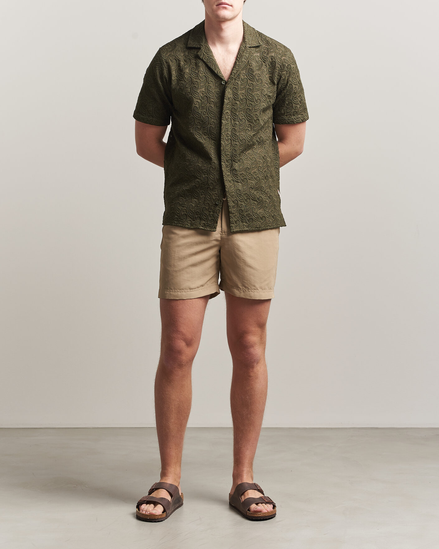 Men | Shirts | Orlebar Brown | Maitan Brodery Shirt Bayleaf Green