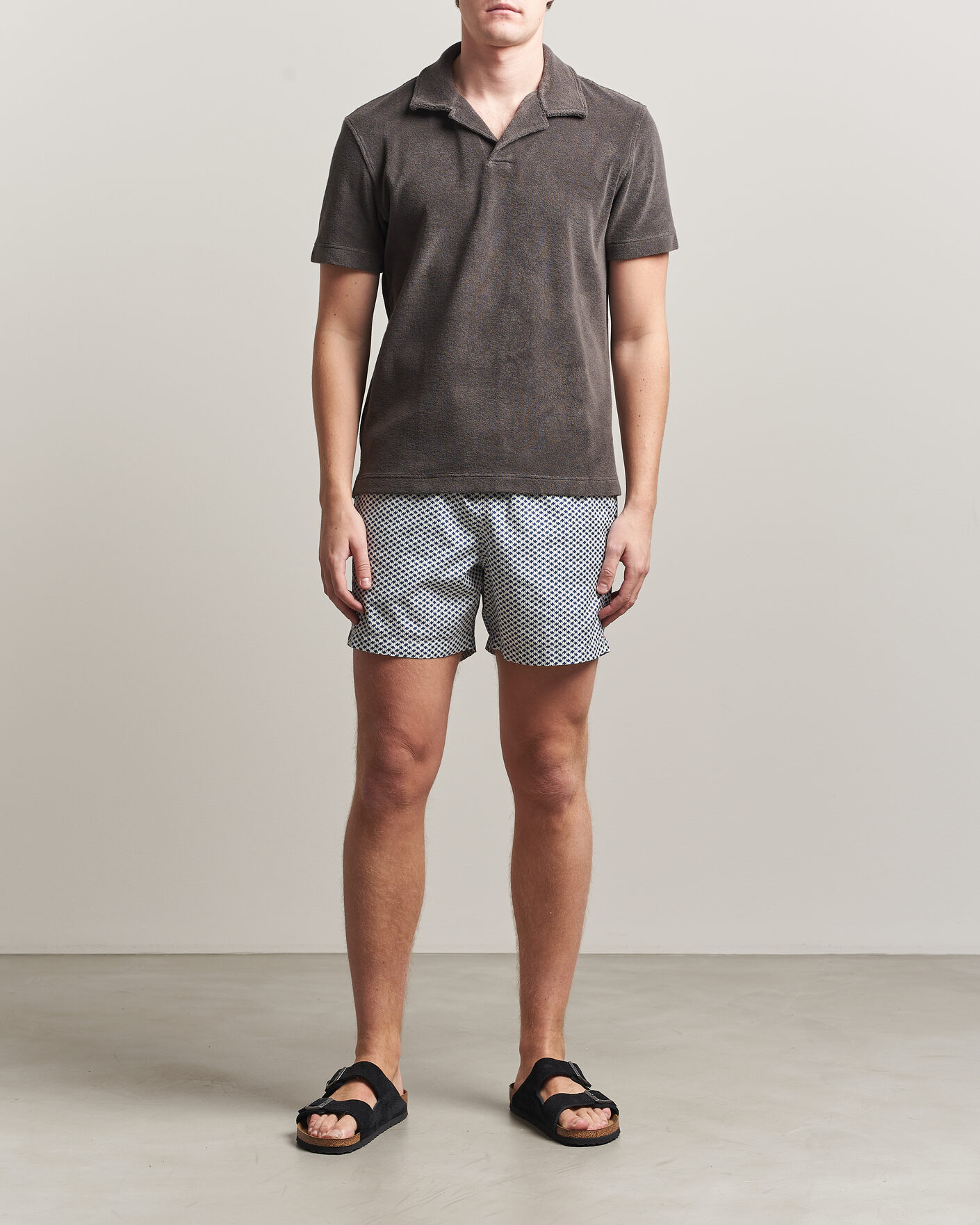 Men | Polo Shirts | Orlebar Brown | Terry Resort Polo Elephant Grey
