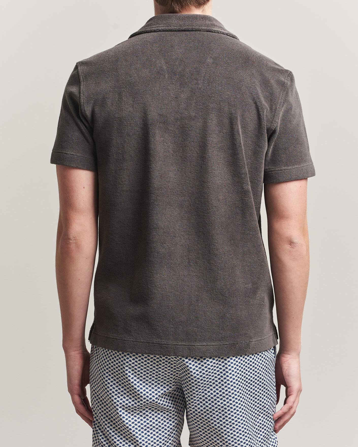 Men | Polo Shirts | Orlebar Brown | Terry Resort Polo Elephant Grey