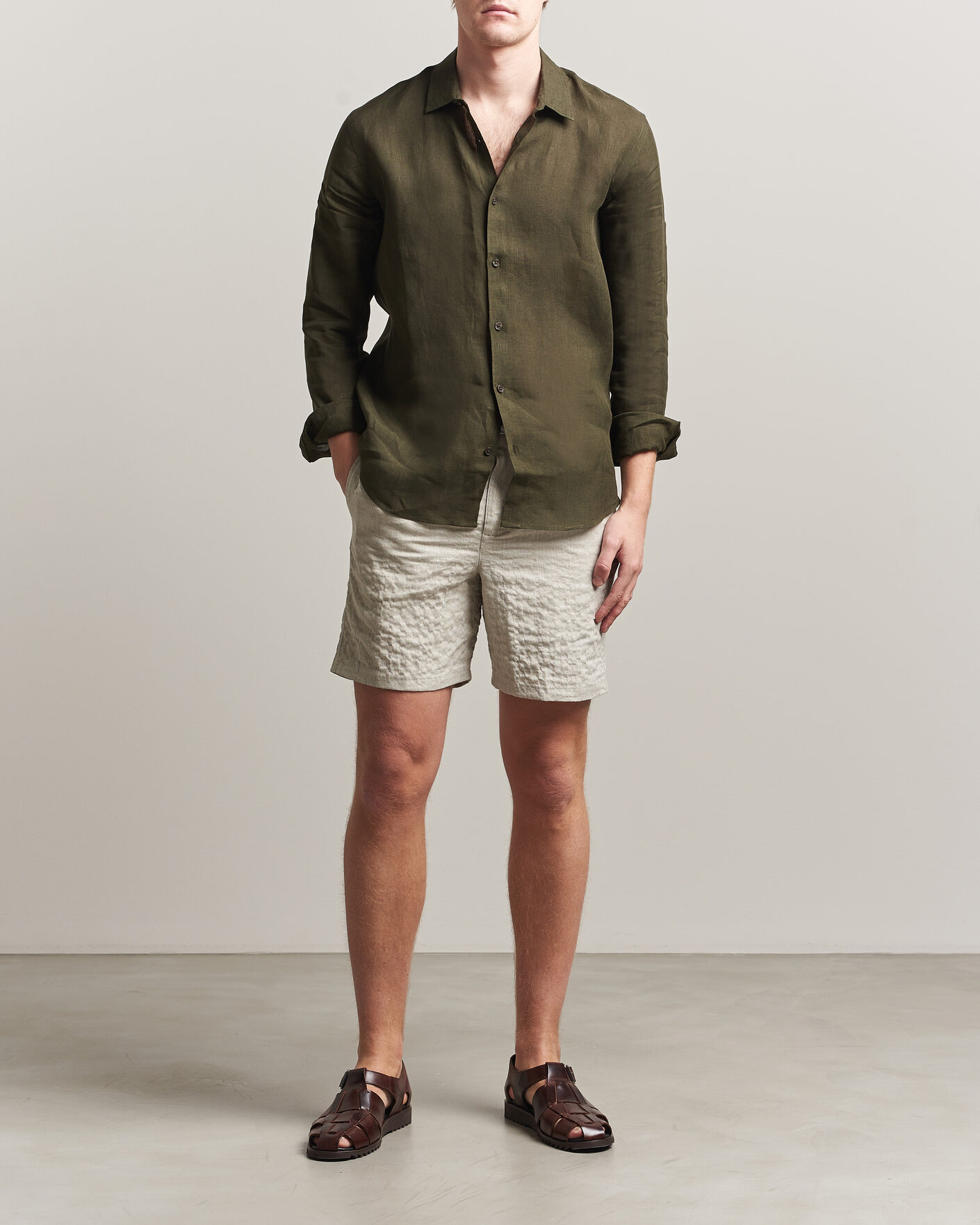 Men | Shorts | Orlebar Brown | Alex Sereno Herringbone Shorts Light Dijon