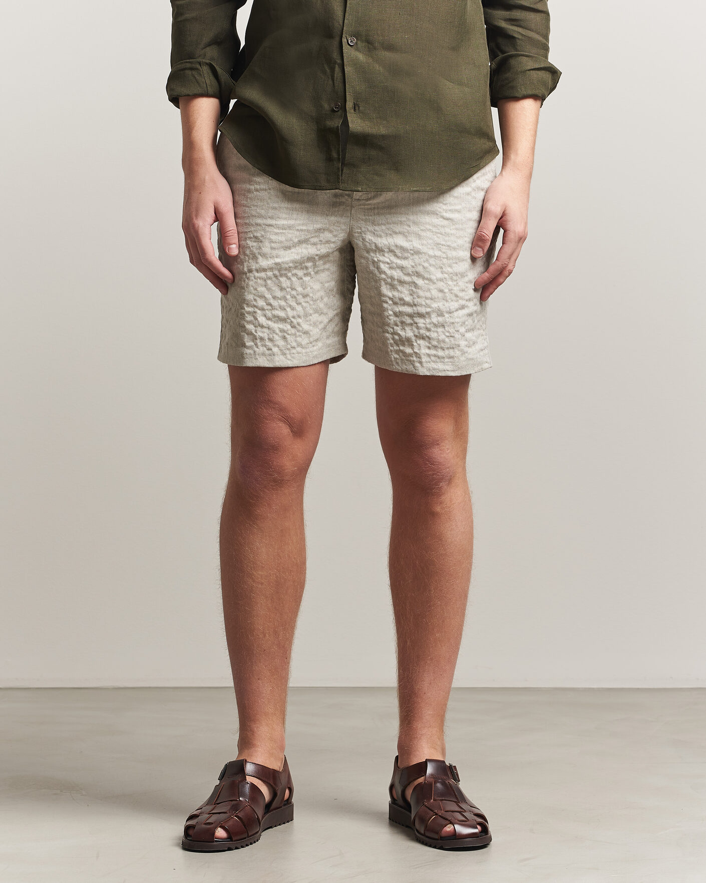 Men | Shorts | Orlebar Brown | Alex Sereno Herringbone Shorts Light Dijon