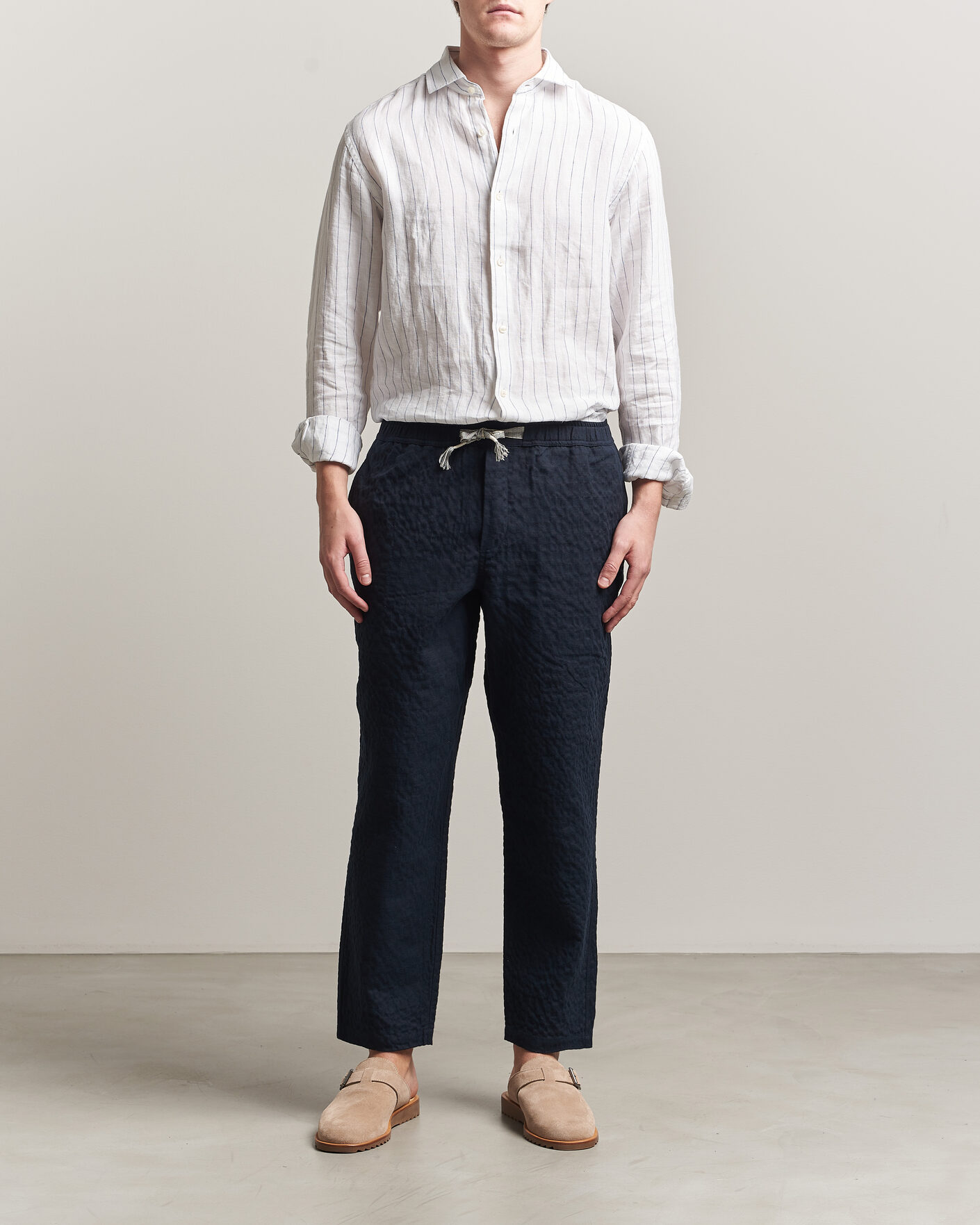 Men | Trousers | Orlebar Brown | Sonoran Sereno Herringbone Trousers Night Iris