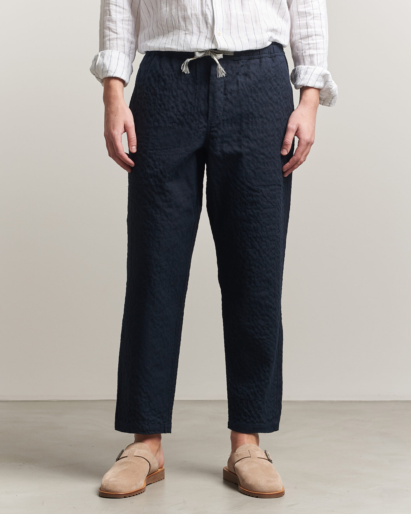 Men | Trousers | Orlebar Brown | Sonoran Sereno Herringbone Trousers Night Iris