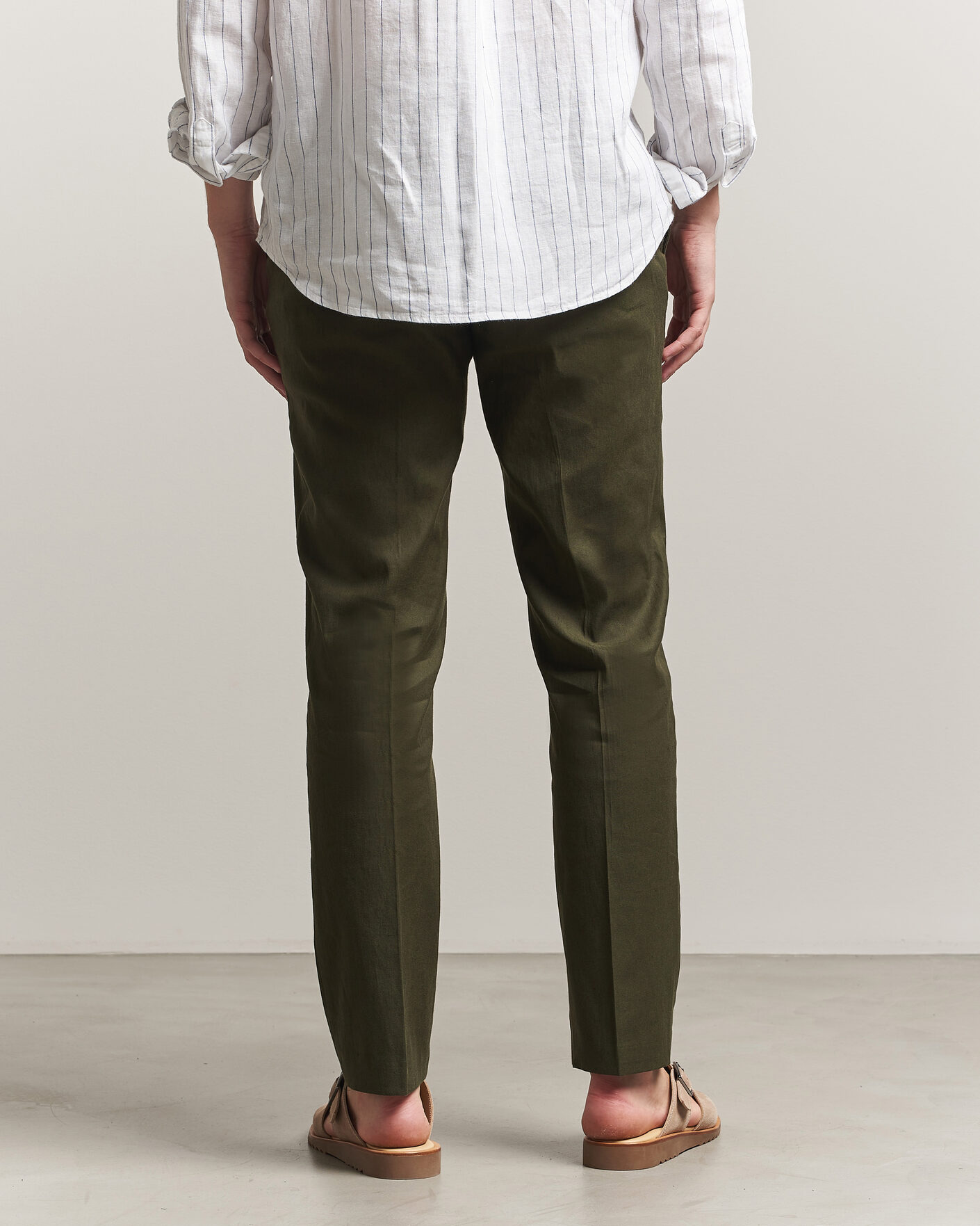 Men | Trousers | Orlebar Brown | Ray Linen Pants Bayleaf Green