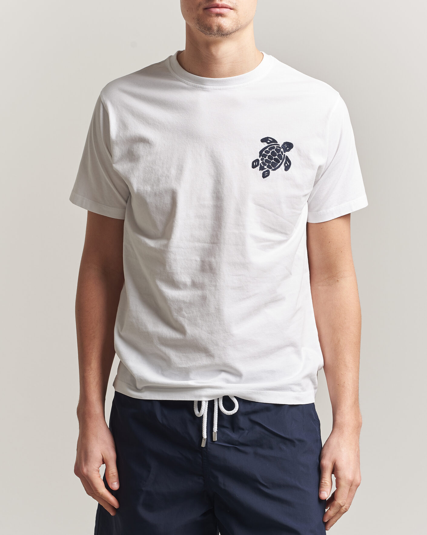 Men | T-Shirts | Vilebrequin | Embroidered Crew Neck T-Shirt Blanc