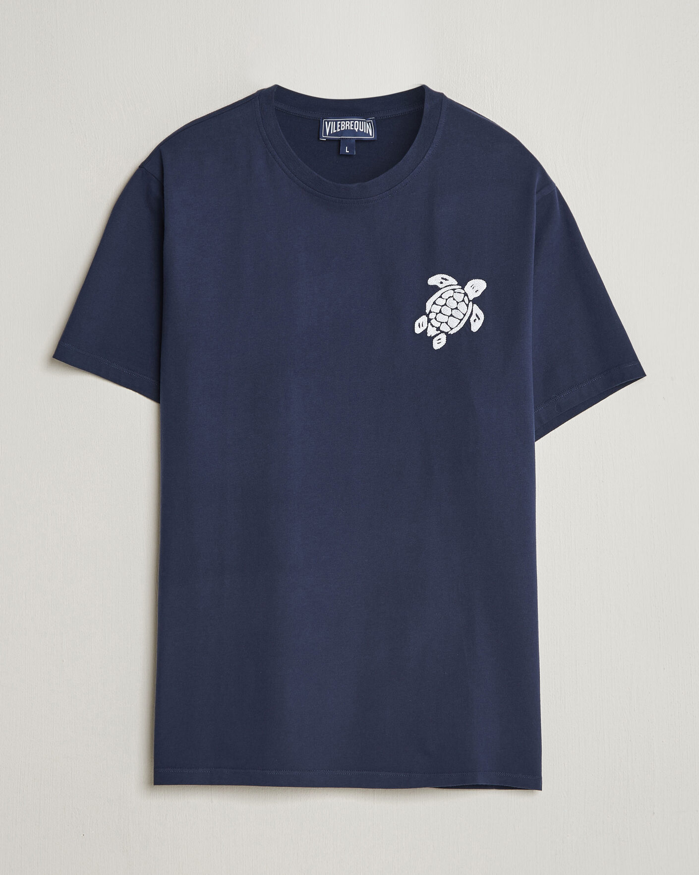 Men | T-Shirts | Vilebrequin | Embroidered Crew Neck T-Shirt Bleu Marine