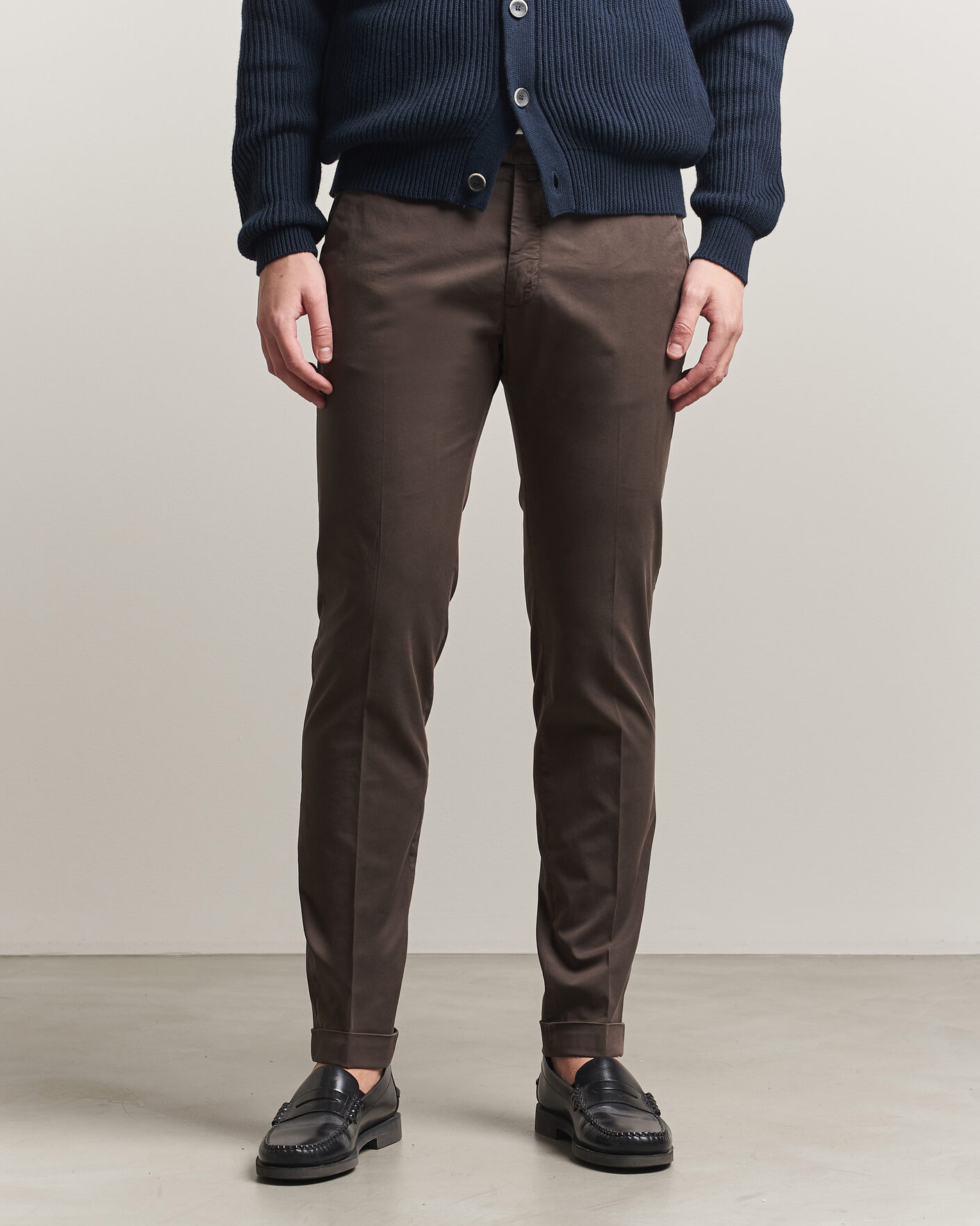 Men | Trousers | Briglia 1949 | Slim Fit Cotton Chinos Brown