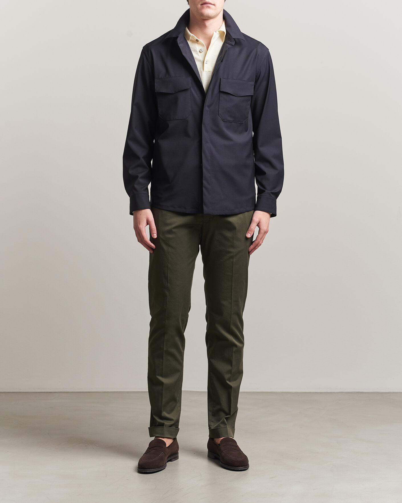 Men | Trousers | Briglia 1949 | Slim Fit Cotton Chinos Dark Green