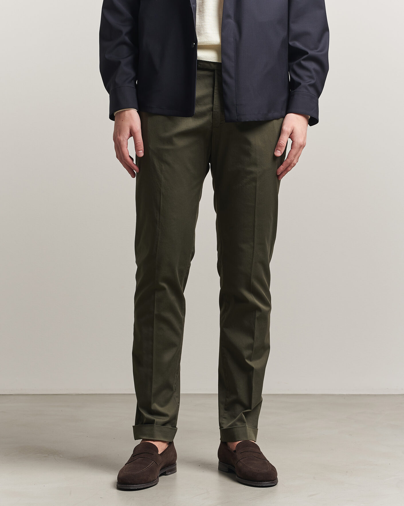 Men | Trousers | Briglia 1949 | Slim Fit Cotton Chinos Dark Green