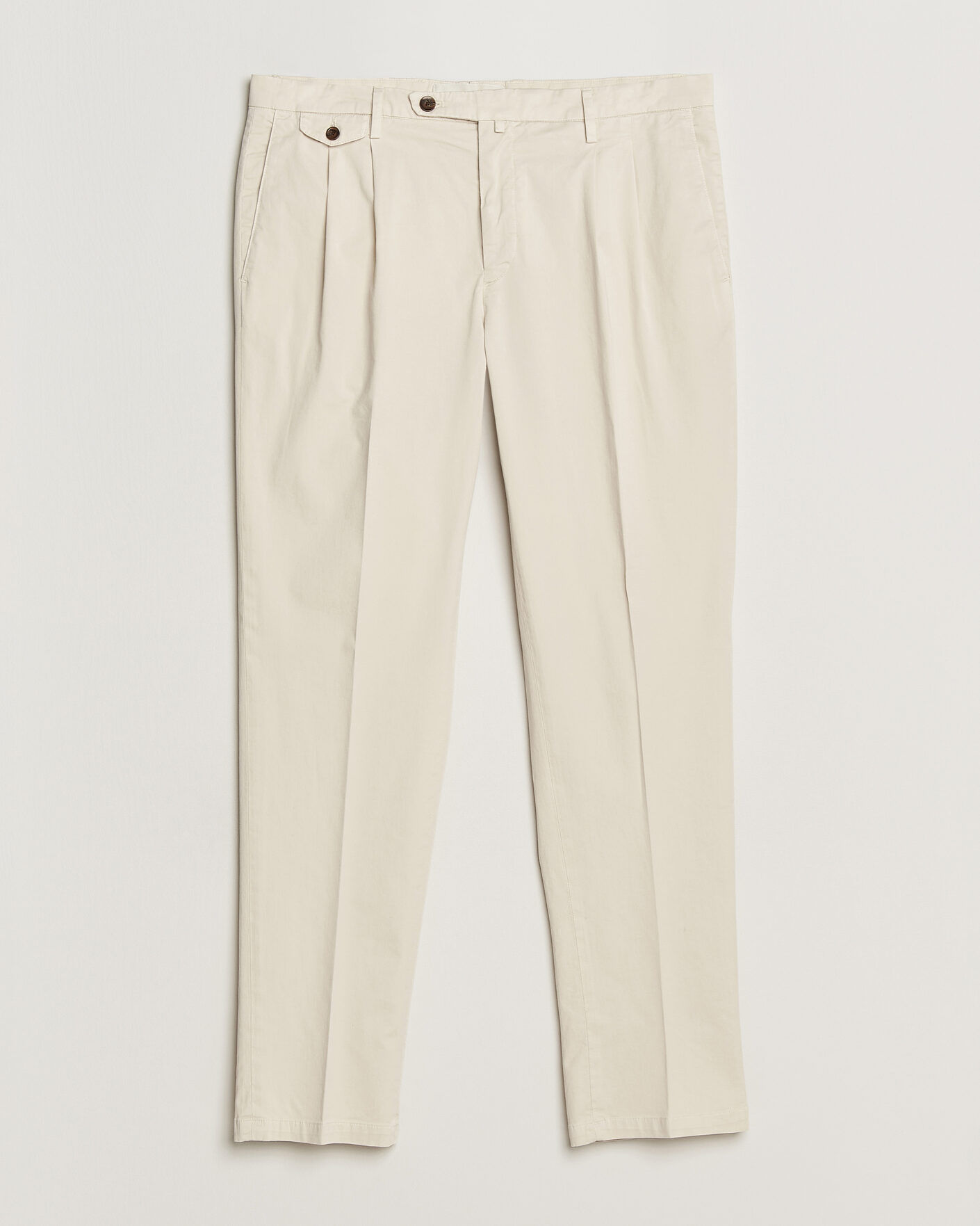 Men | Trousers | Briglia 1949 | Easy Fit Pleated Cotton Stretch Chino Cream