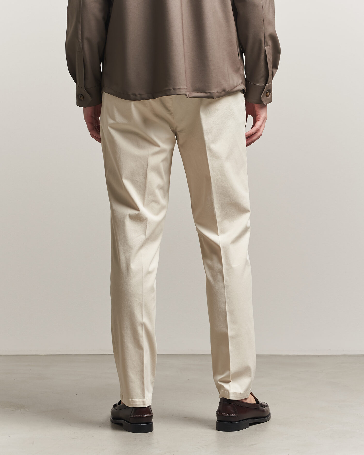 Men | Trousers | Briglia 1949 | Easy Fit Pleated Cotton Stretch Chino Cream