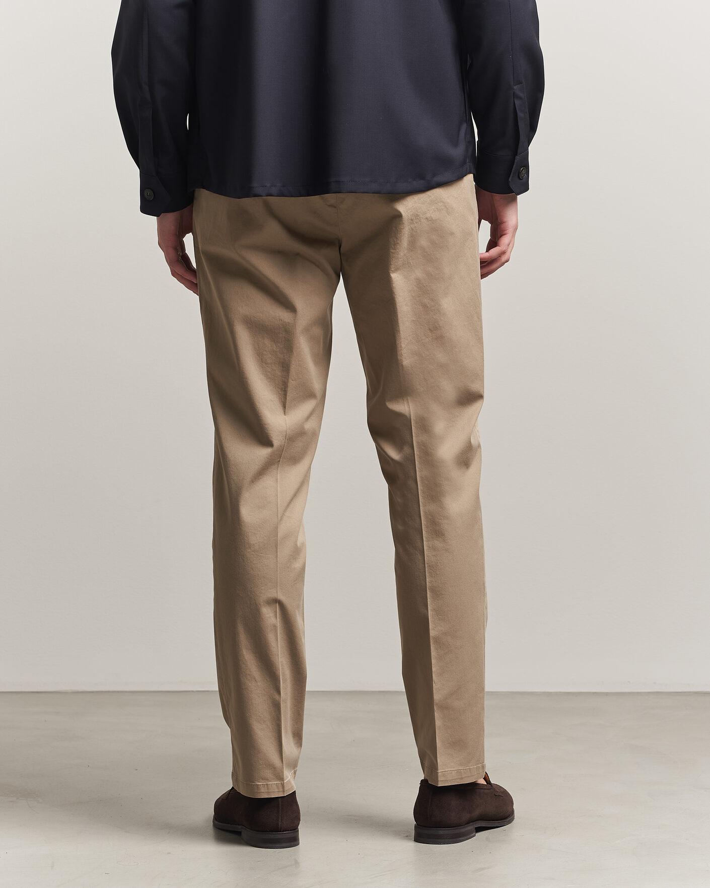 Men | Trousers | Briglia 1949 | Easy Fit Pleated Cotton Stretch Chino Taupe