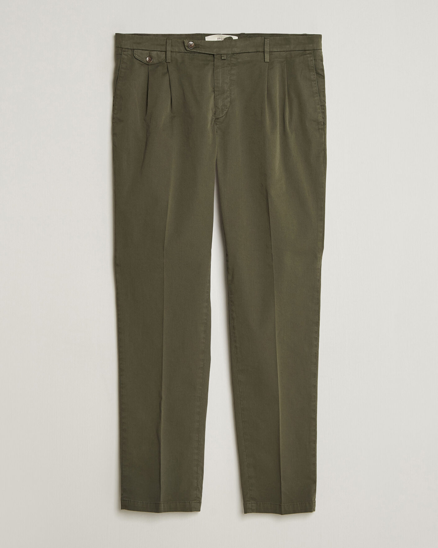 Men | Trousers | Briglia 1949 | Easy Fit Pleated Cotton Stretch Chino Olive