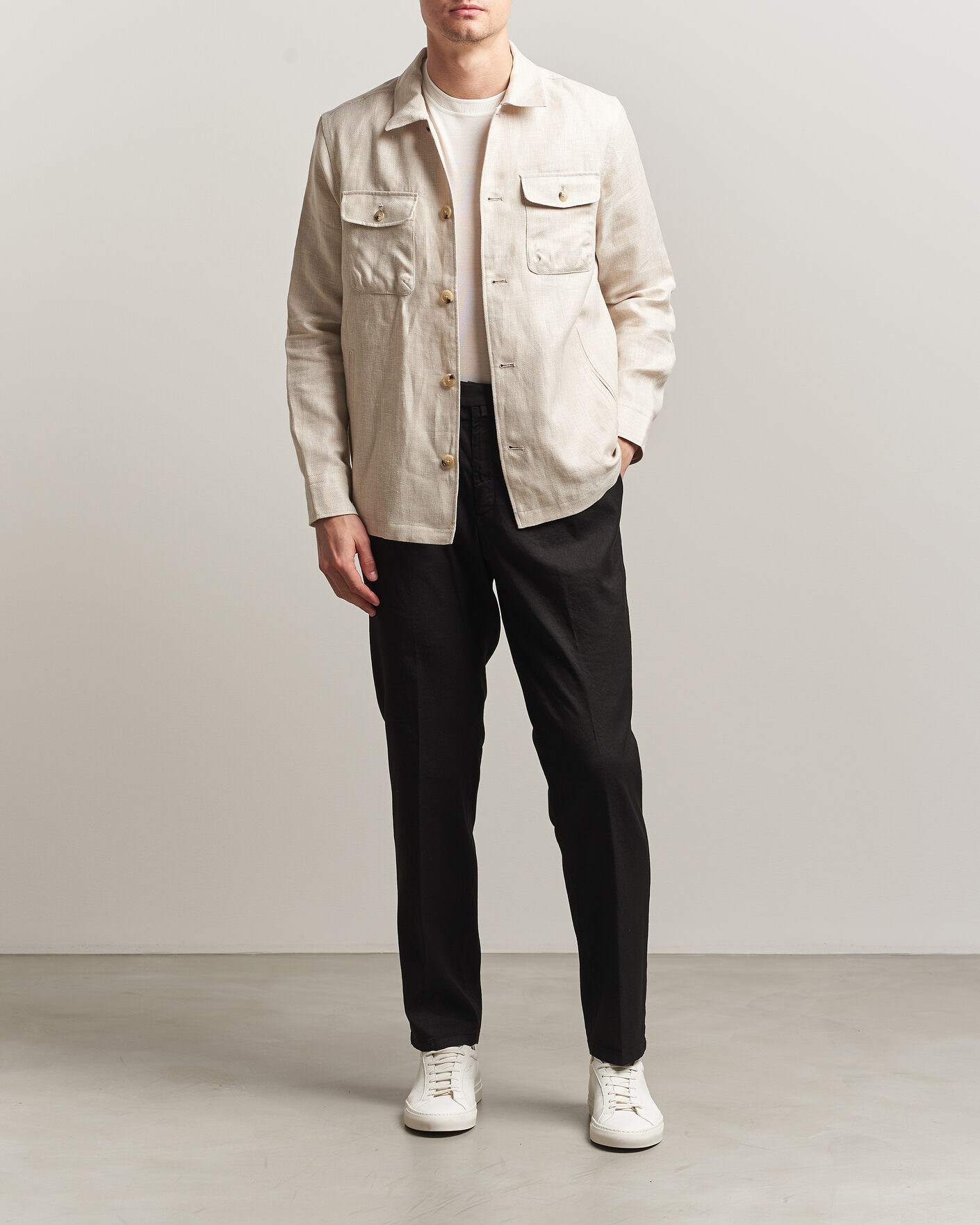 Men | Trousers | Briglia 1949 | Pleated Linen Trousers Black