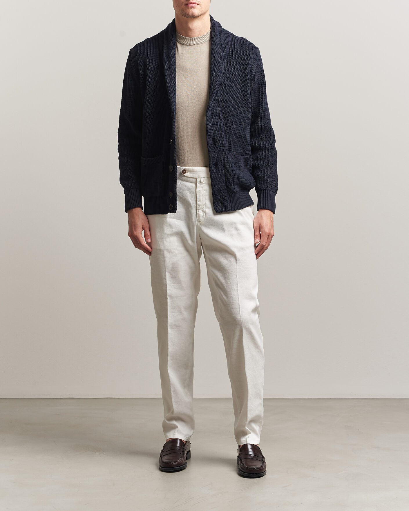 Men | Trousers | Briglia 1949 | Pleated Linen Trousers Cream
