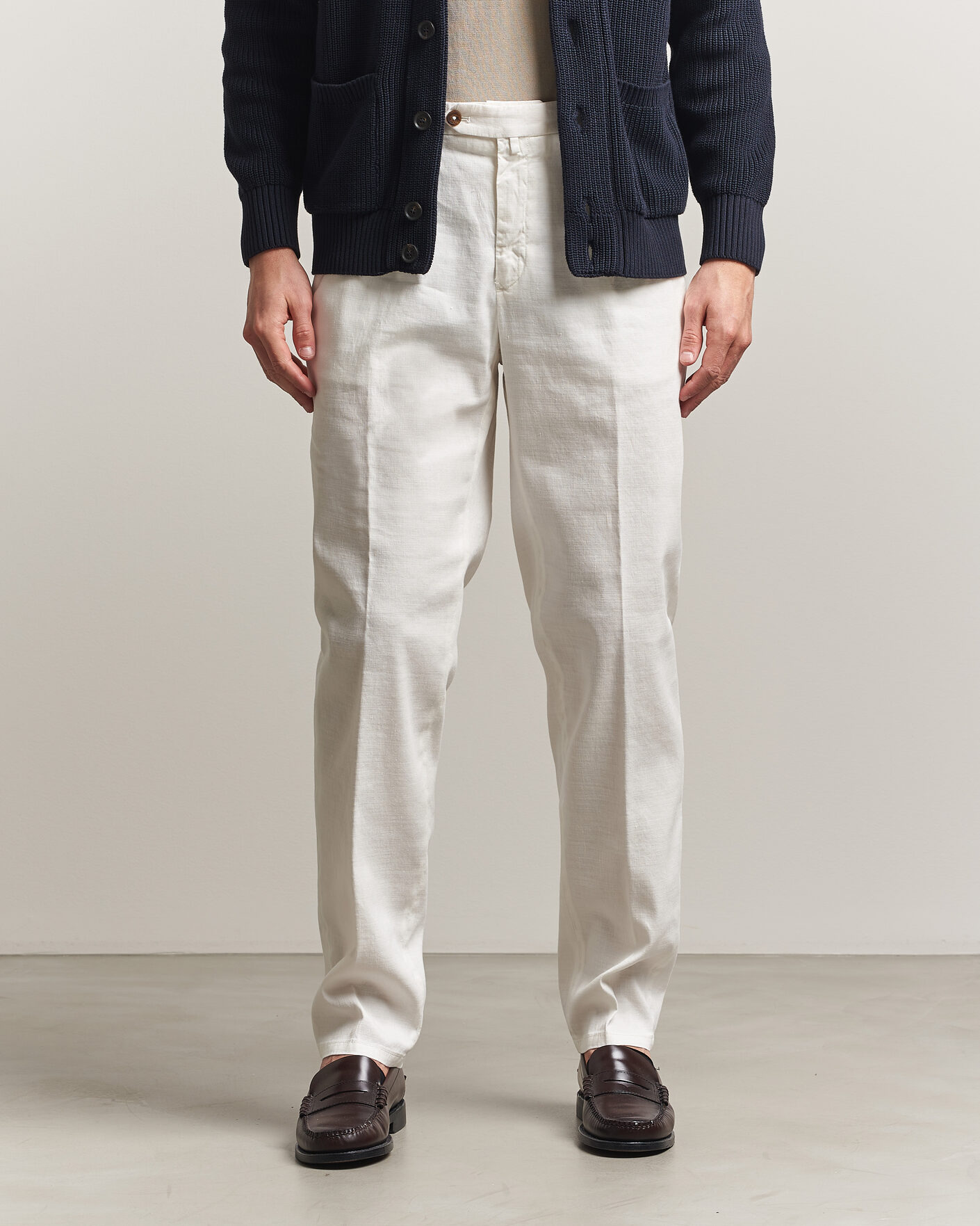 Men | Trousers | Briglia 1949 | Pleated Linen Trousers Cream