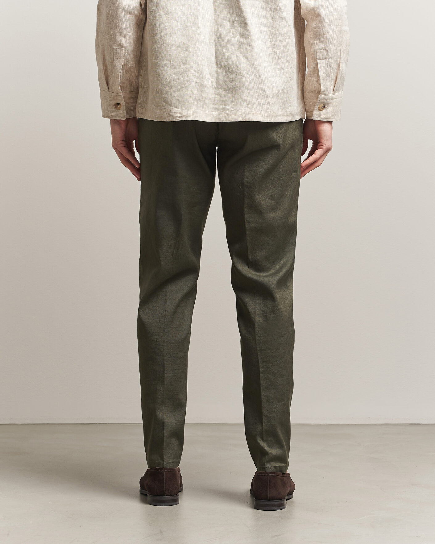 Men | Trousers | Briglia 1949 | Pleated Linen Trousers Olive