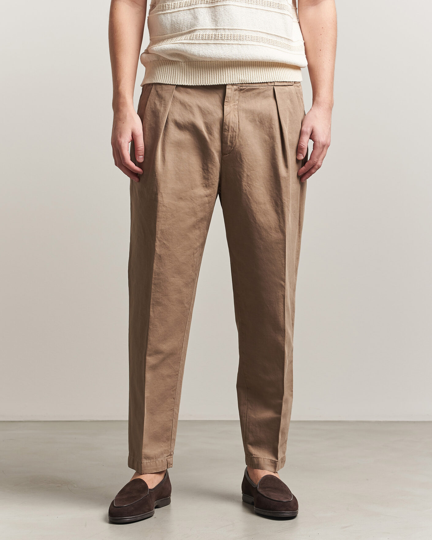 Men | Trousers | Briglia 1949 | Portobello Loose Fit Cotton/Linen Trousers Beige