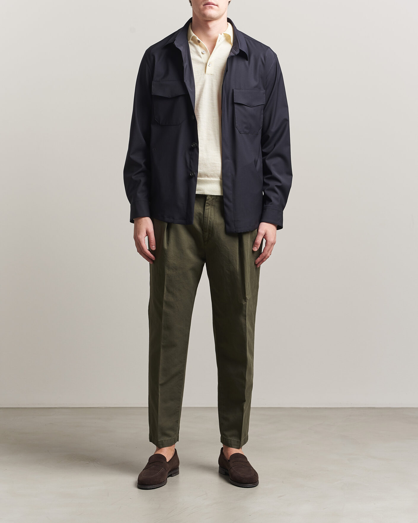 Men | Trousers | Briglia 1949 | Portobello Loose Fit Cotton/Linen Trousers Olive