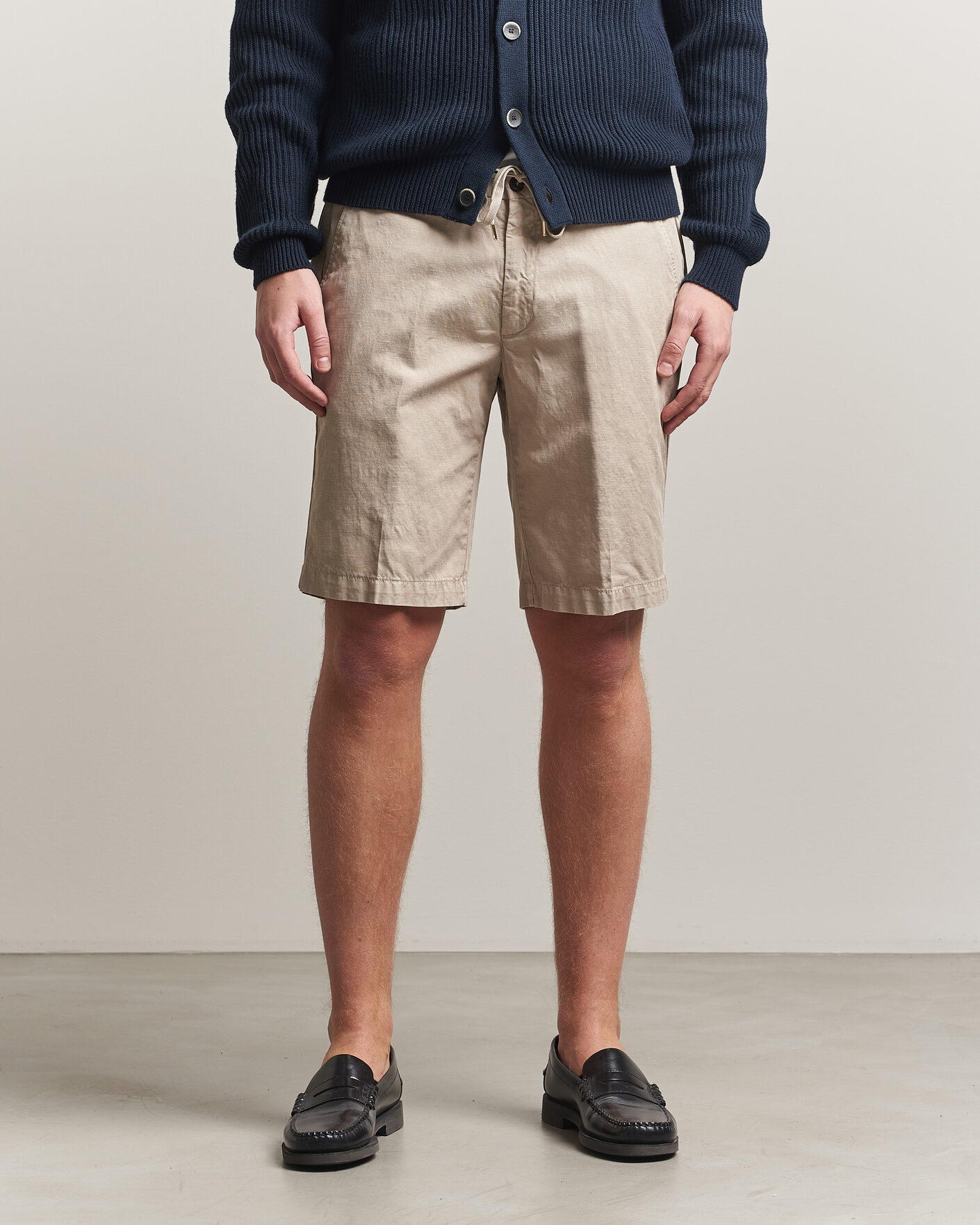 Men | Shorts | Briglia 1949 | Cotton/Linen Drawstring Shorts Beige