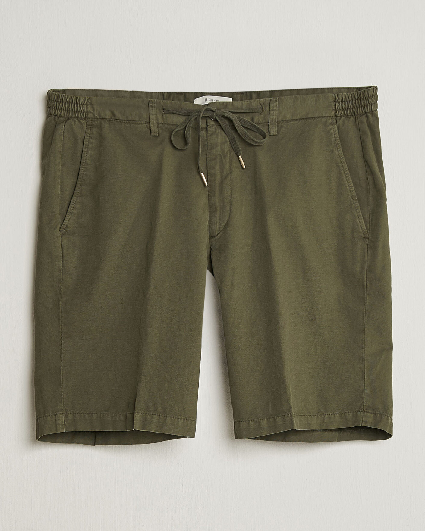 Men | Shorts | Briglia 1949 | Cotton/Linen Drawstring Shorts Olive