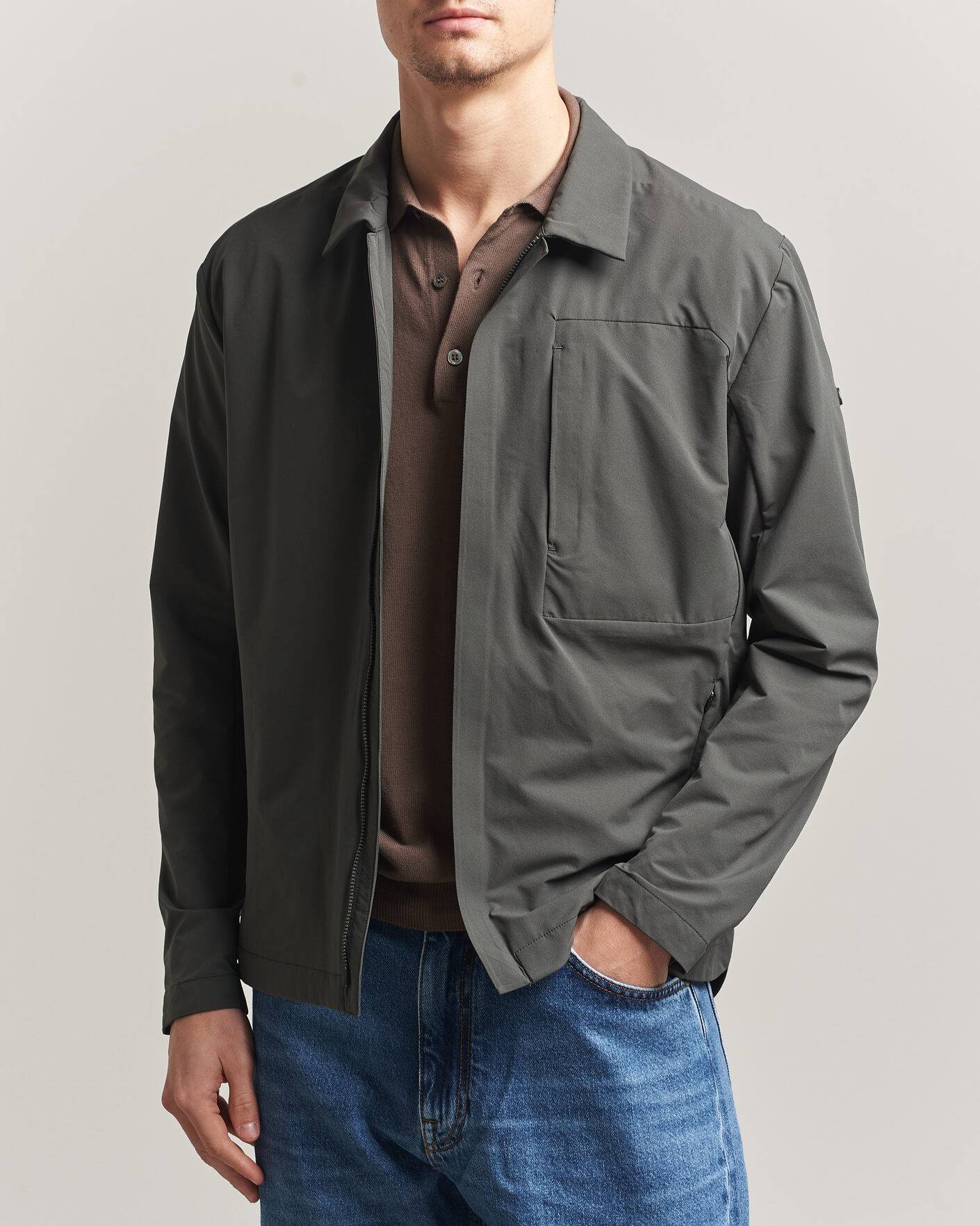 Men | Coats & Jackets | Scandinavian Edition | Merge II Stretch Shirt Jacket Dark Olive