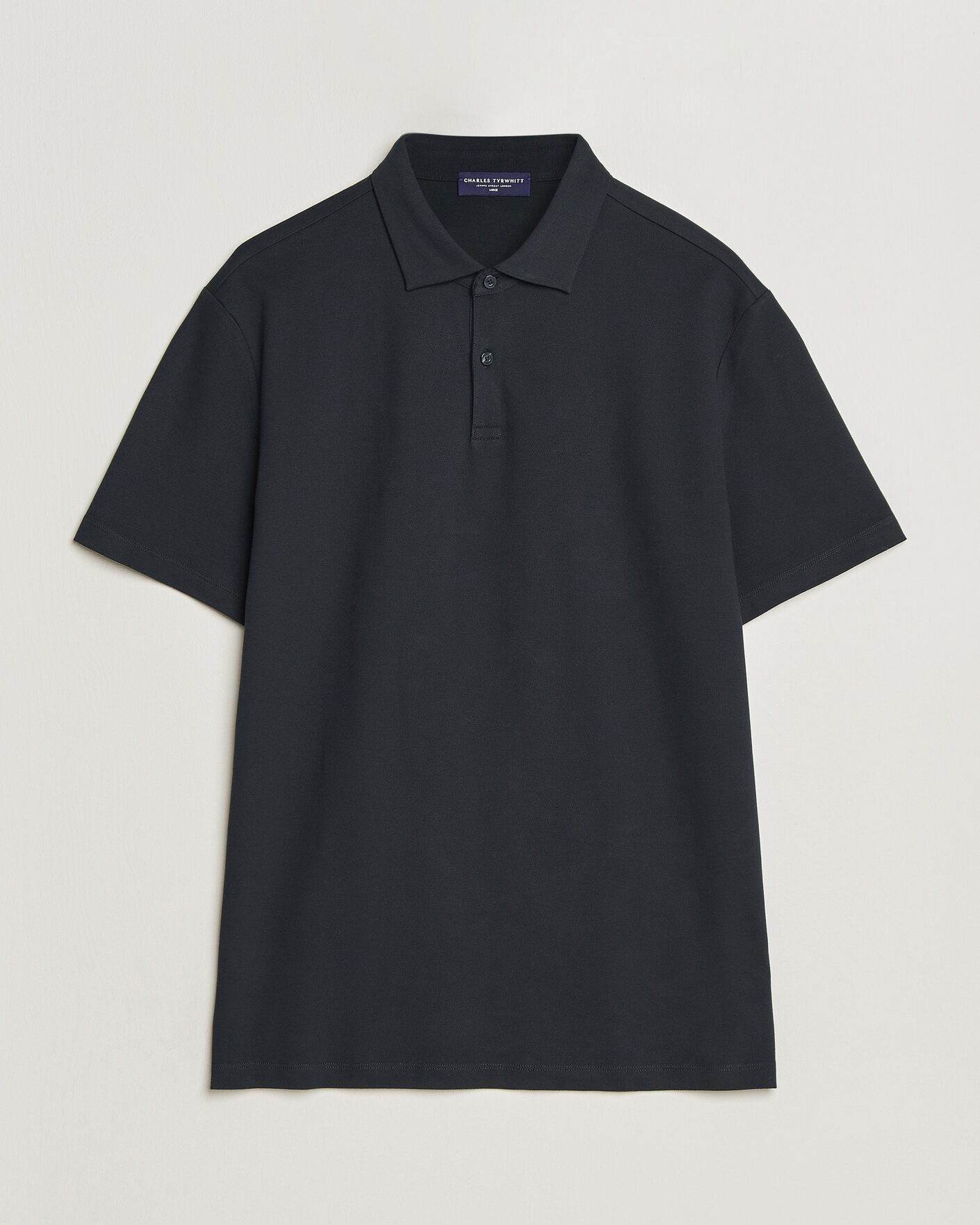 Men | Polo Shirts | Charles Tyrwhitt | Smart Stretch Pique Polo Black