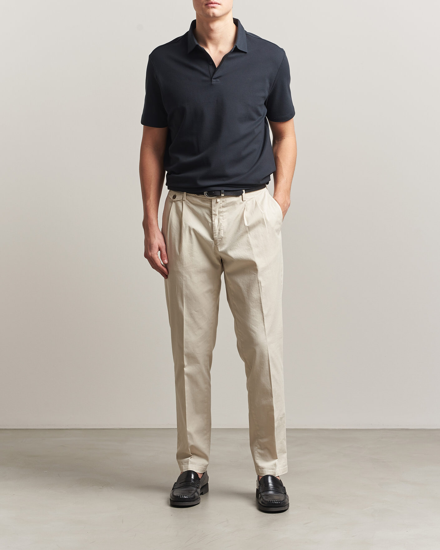 Men | Polo Shirts | Charles Tyrwhitt | Smart Stretch Pique Polo Black