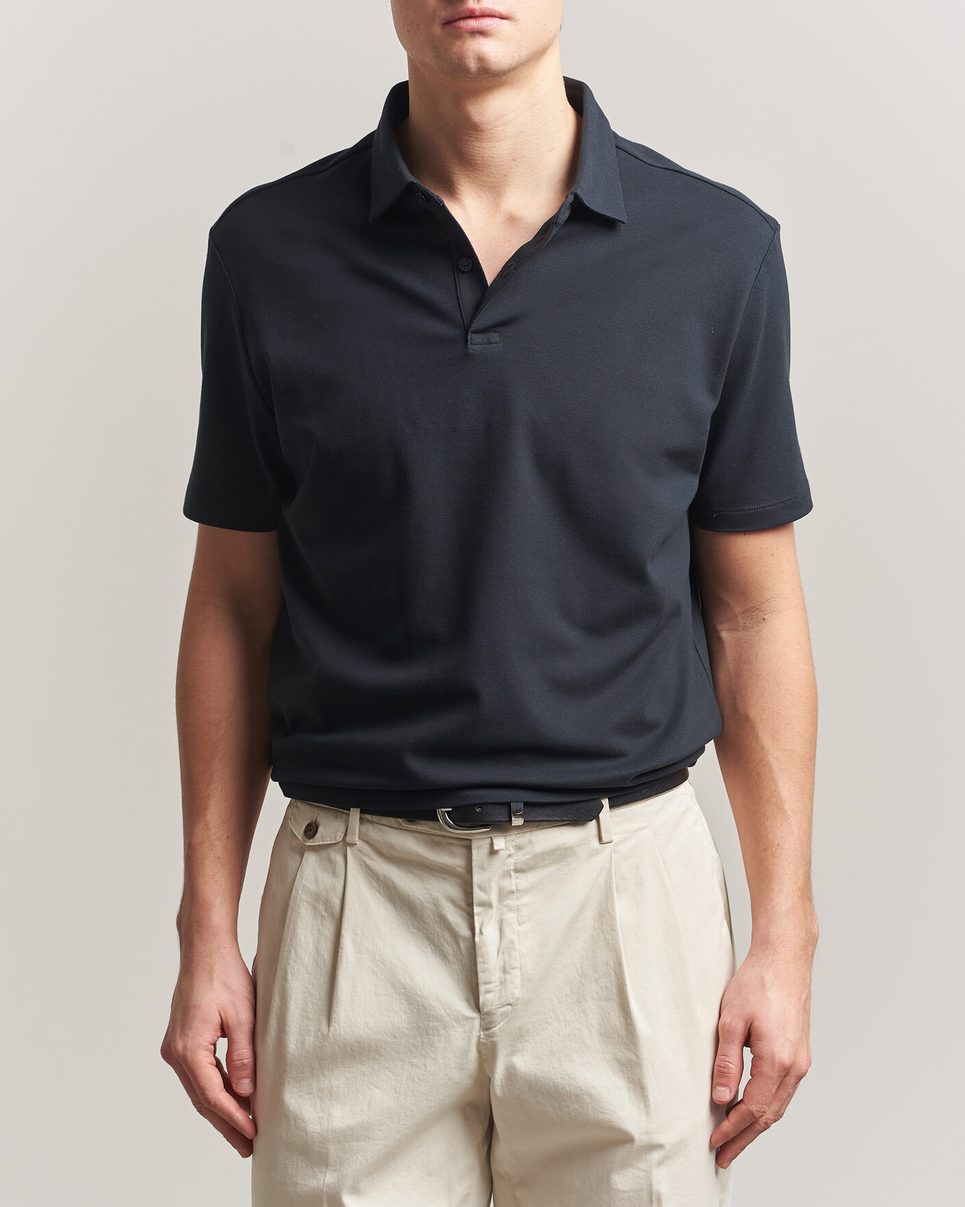 Men | Polo Shirts | Charles Tyrwhitt | Smart Stretch Pique Polo Black