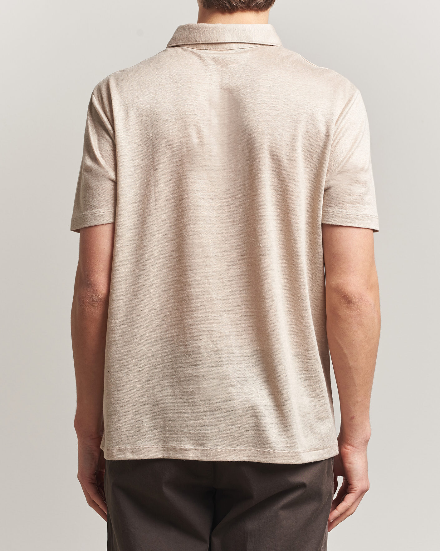 Men | Polo Shirts | Charles Tyrwhitt | Short Sleeve Linen Polo Oatmeal