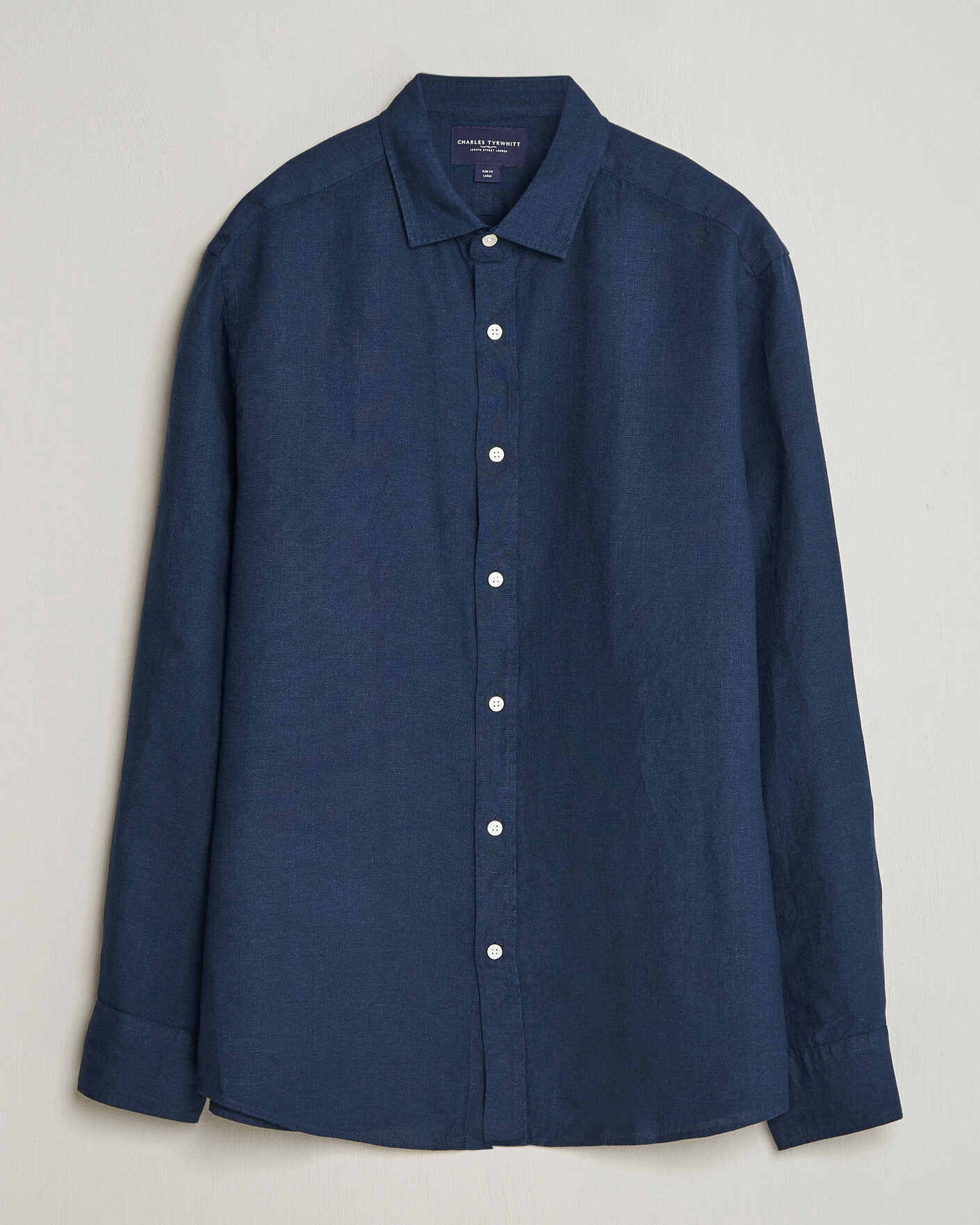 Men | Shirts | Charles Tyrwhitt | Pure Linen Slim Fit Shirt Navy