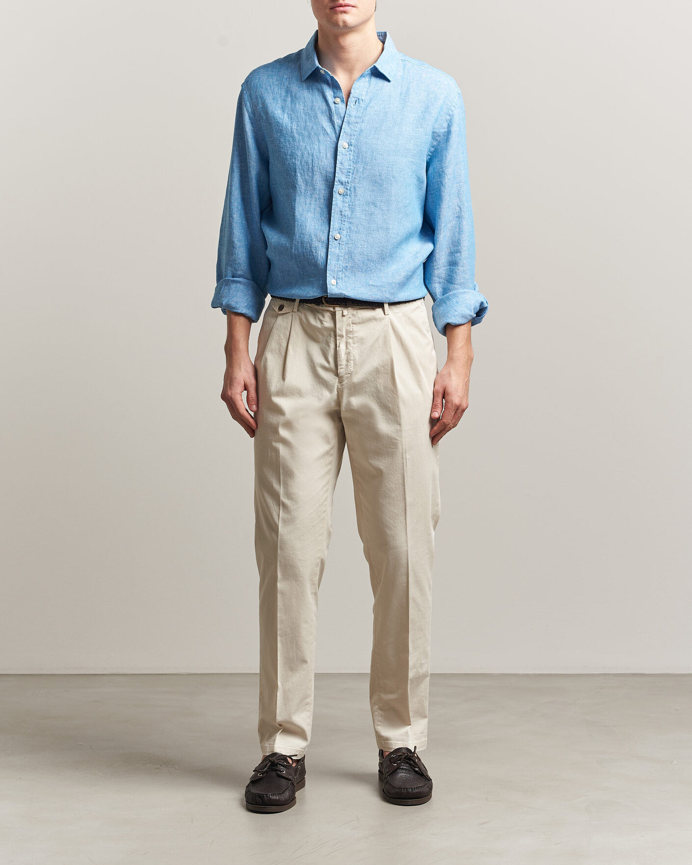 Men | Shirts | Charles Tyrwhitt | Pure Linen Slim Fit Shirt Ocean Blue