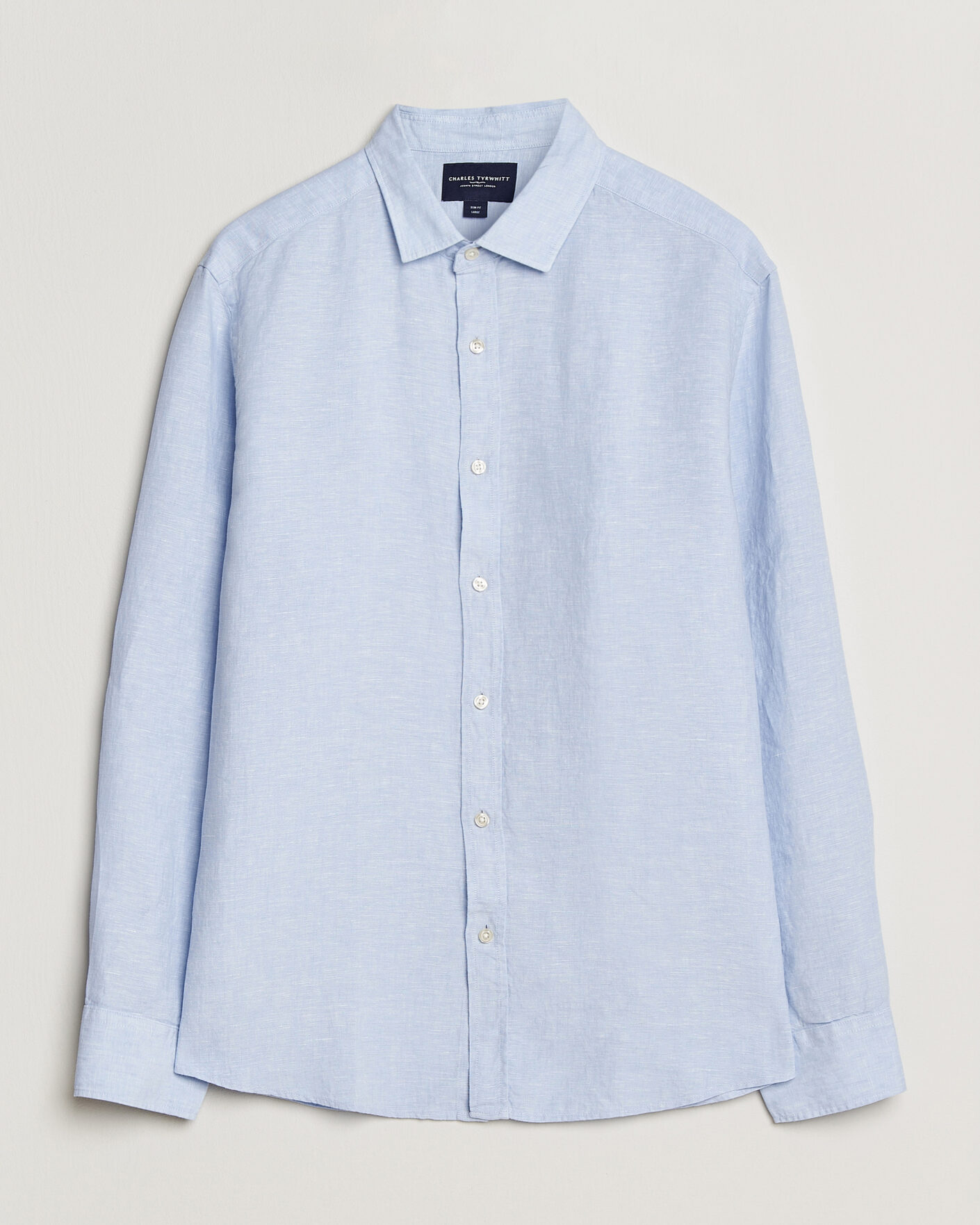 Men | Shirts | Charles Tyrwhitt | Pure Linen Slim Fit Shirt Sky Blue
