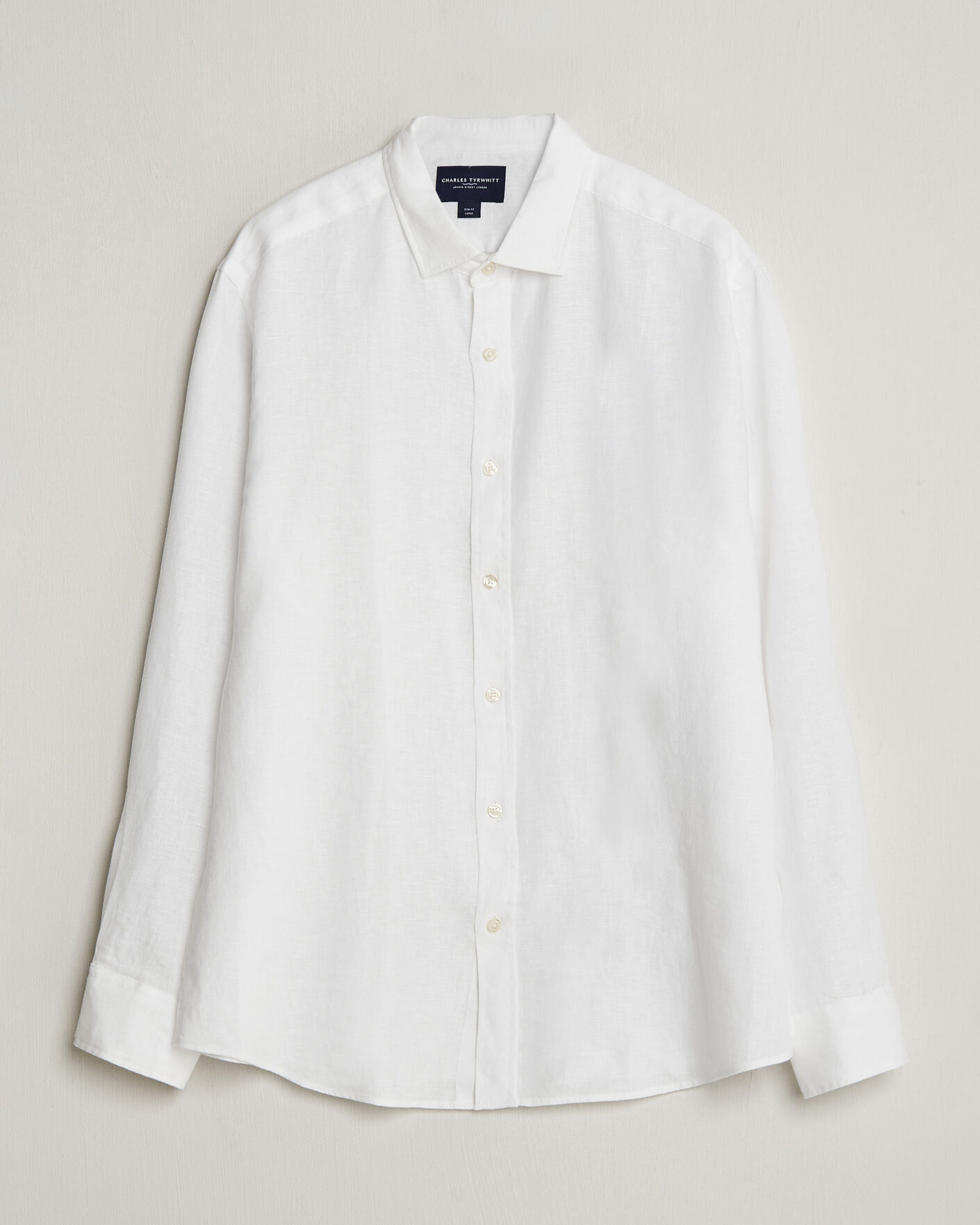 Men | Shirts | Charles Tyrwhitt | Pure Linen Slim Fit Shirt White